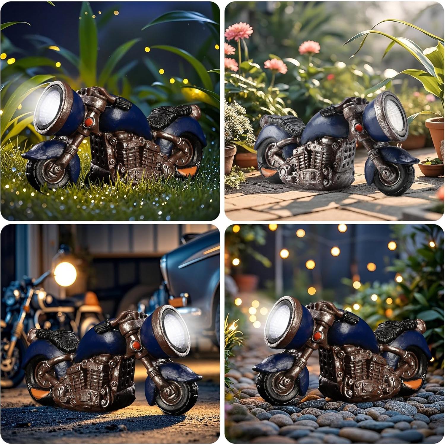 Estatua de Motocicleta Solar Etlemonde Retro para Jardín