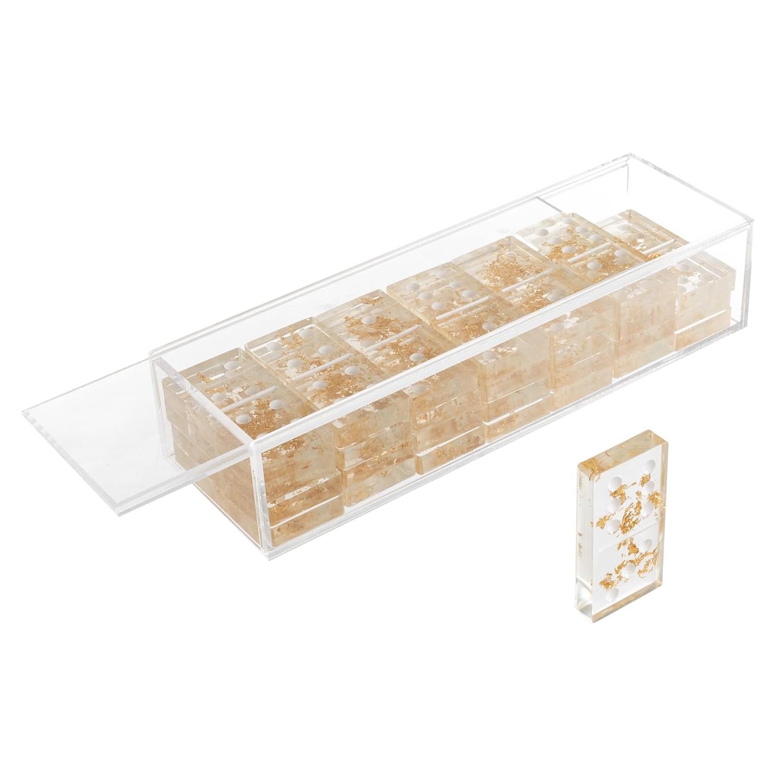 Dominós Acrílicos Trademark Hoja de Oro 28 Piezas