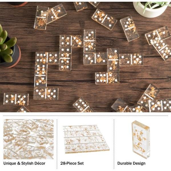 Dominós Acrílicos Trademark Hoja de Oro 28 Piezas