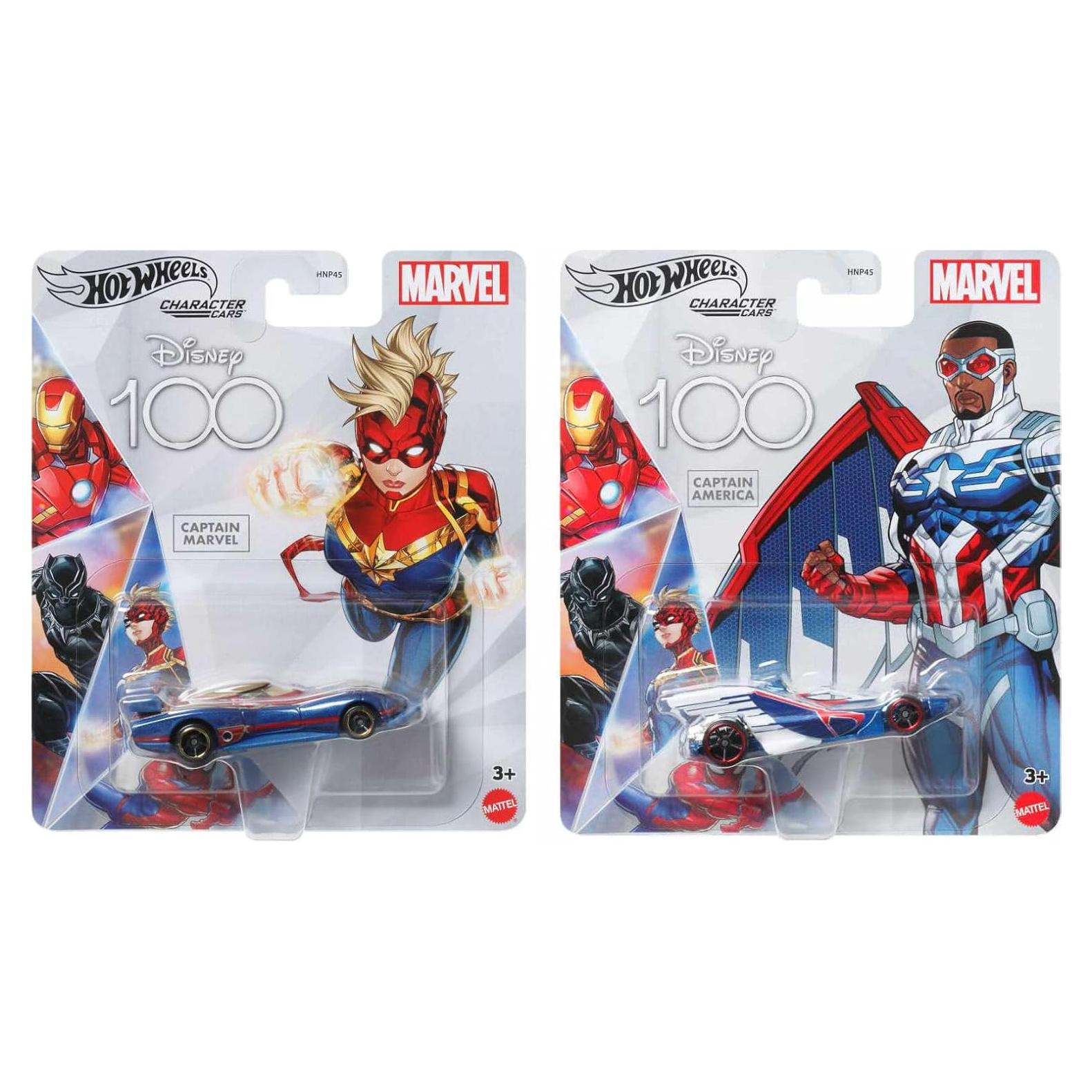 Hot Wheels Marvel Paquete 2 Autos Capitán América y Marvel