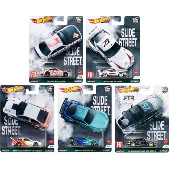 Conjunto de 5 Vehículos Diecast Hot Wheels Premium Slidewayz