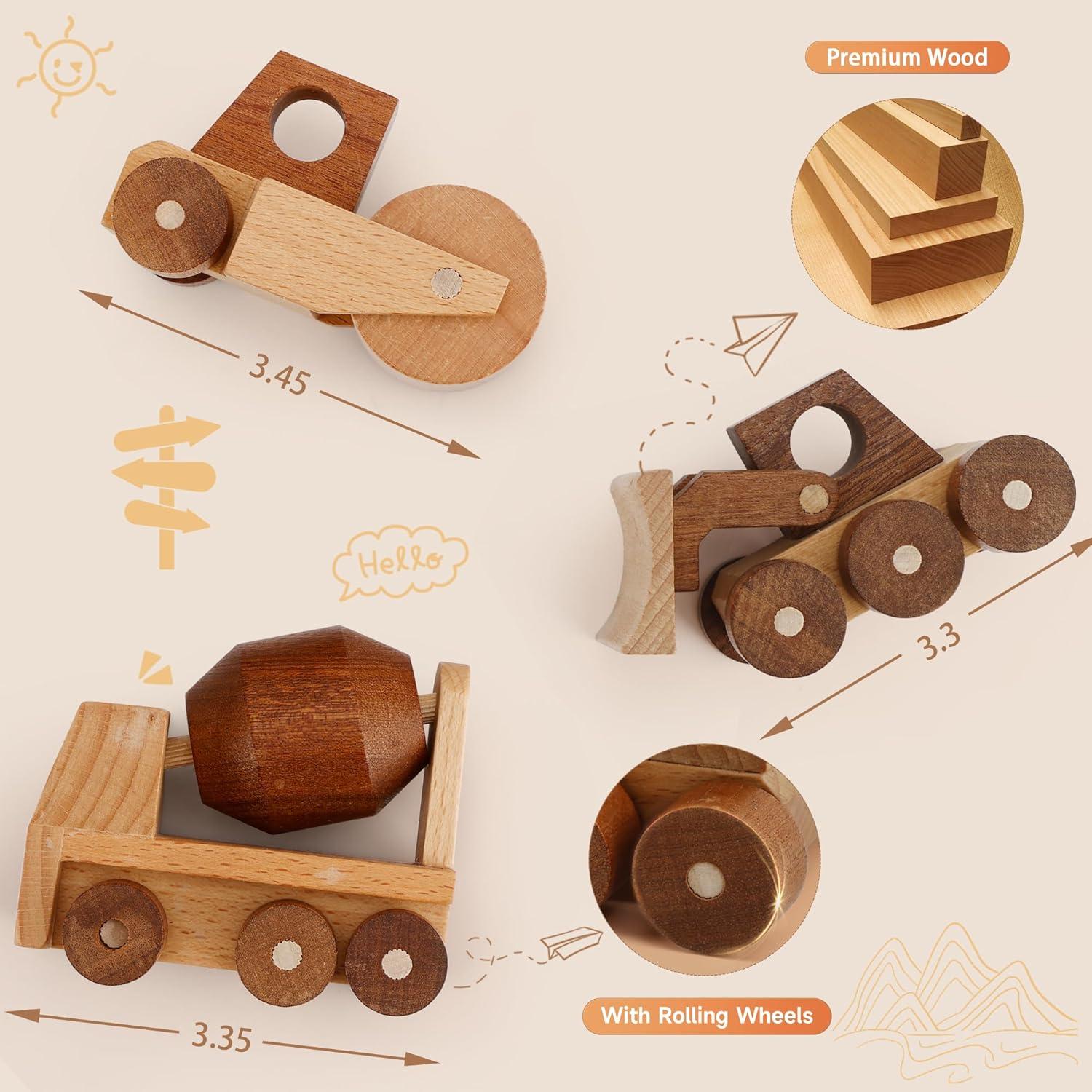 Juego de Vehículos de Construcción Madera MONT PLEASANT 3 Piezas