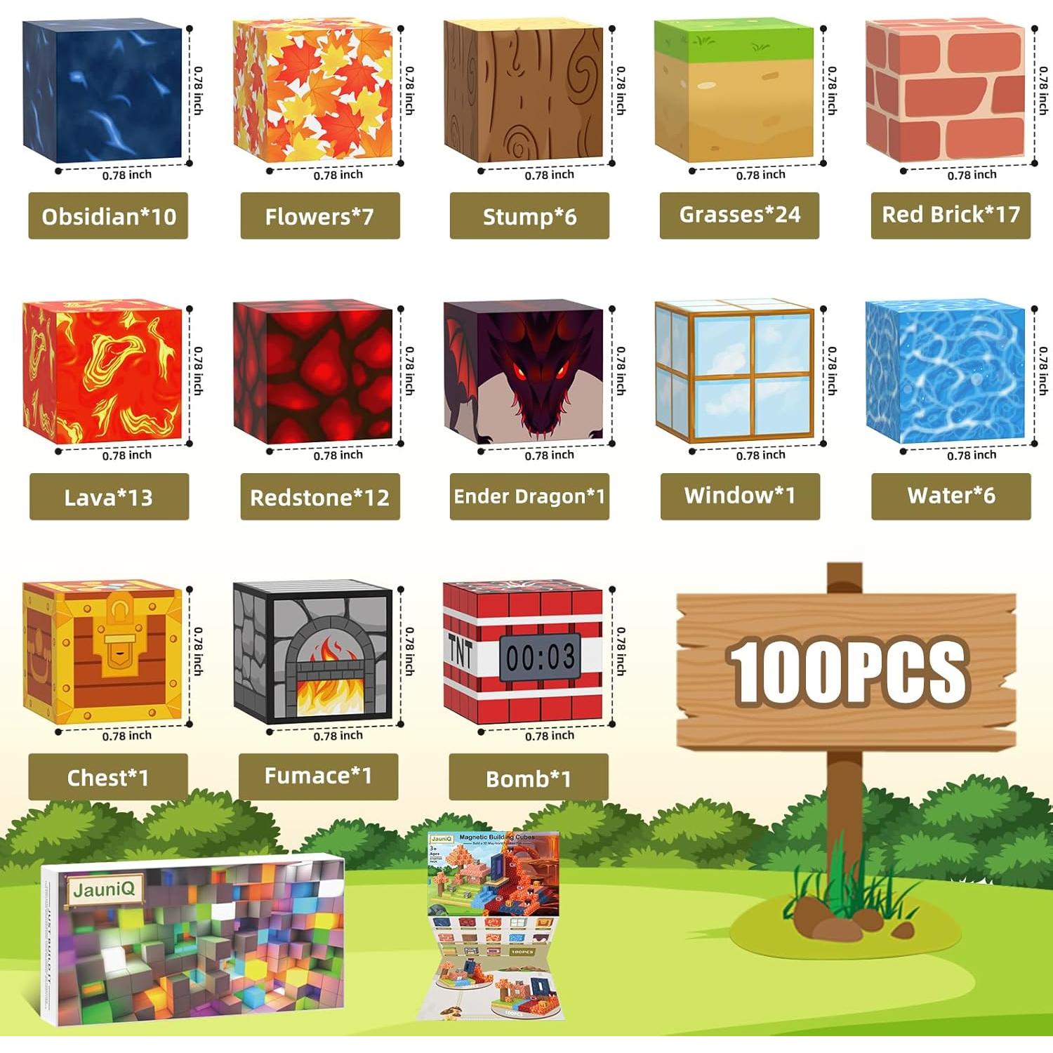 Bloques Magnéticos 100 Piezas JauniQ Juguetes STEM para Niños