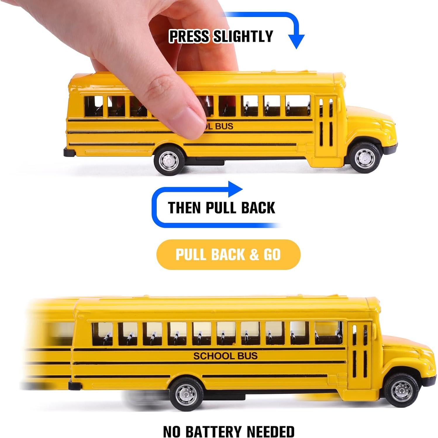 Paquete de 2 Juguetes Autobús Escolar DUNRIOG Metal 13.97 cm