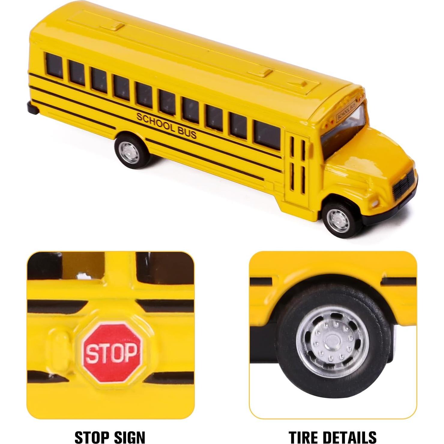 Paquete de 2 Juguetes Autobús Escolar DUNRIOG Metal 13.97 cm