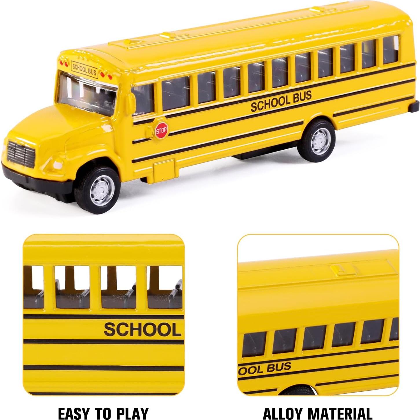 Paquete de 2 Juguetes Autobús Escolar DUNRIOG Metal 13.97 cm