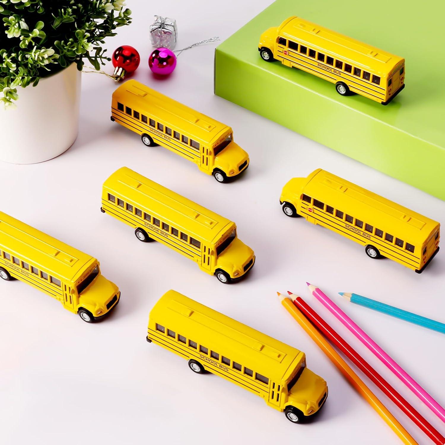 Paquete de 2 Juguetes Autobús Escolar DUNRIOG Metal 13.97 cm