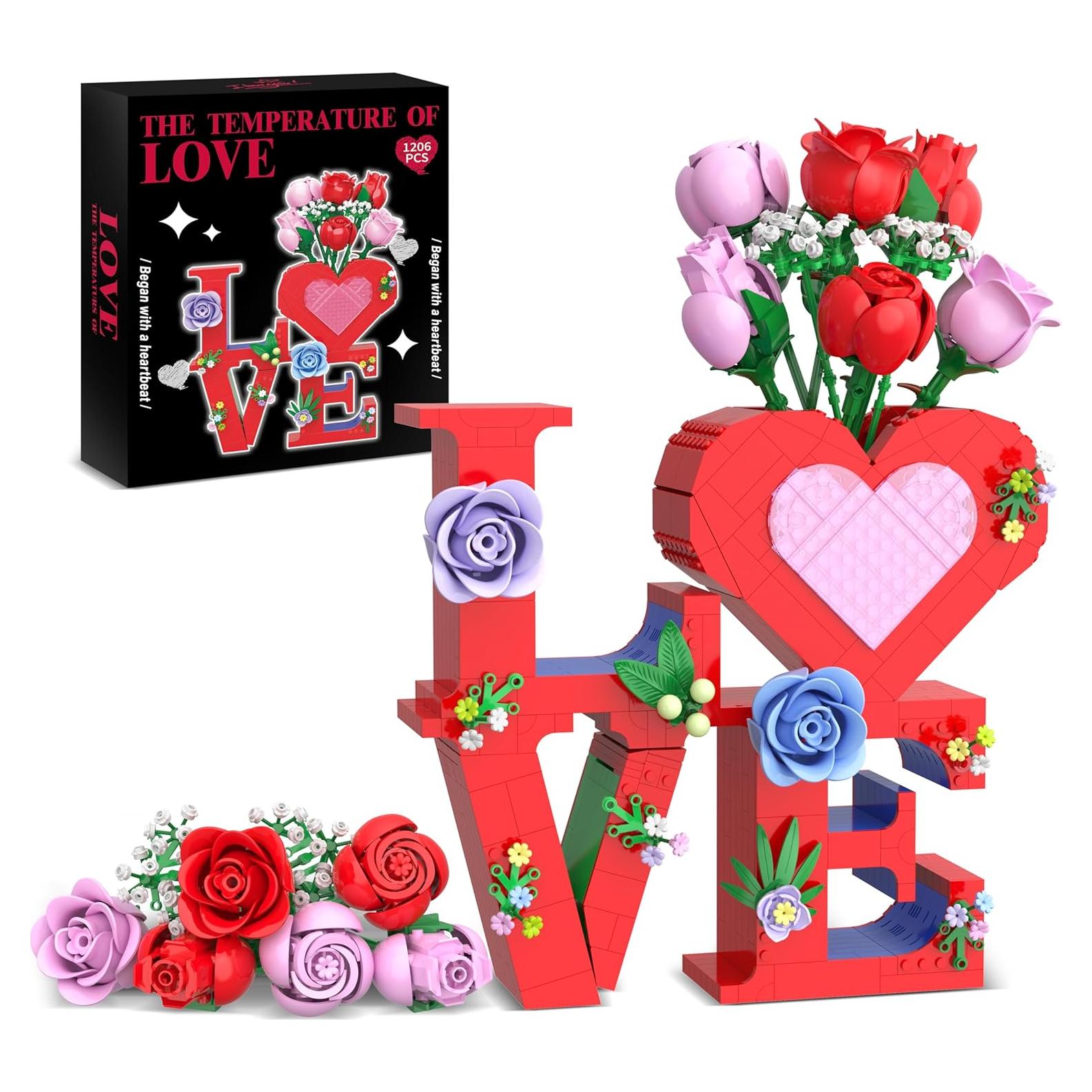 Conjunto de Juguete de Construcción Jarrón Corazón QIFUN 1216 Pzs