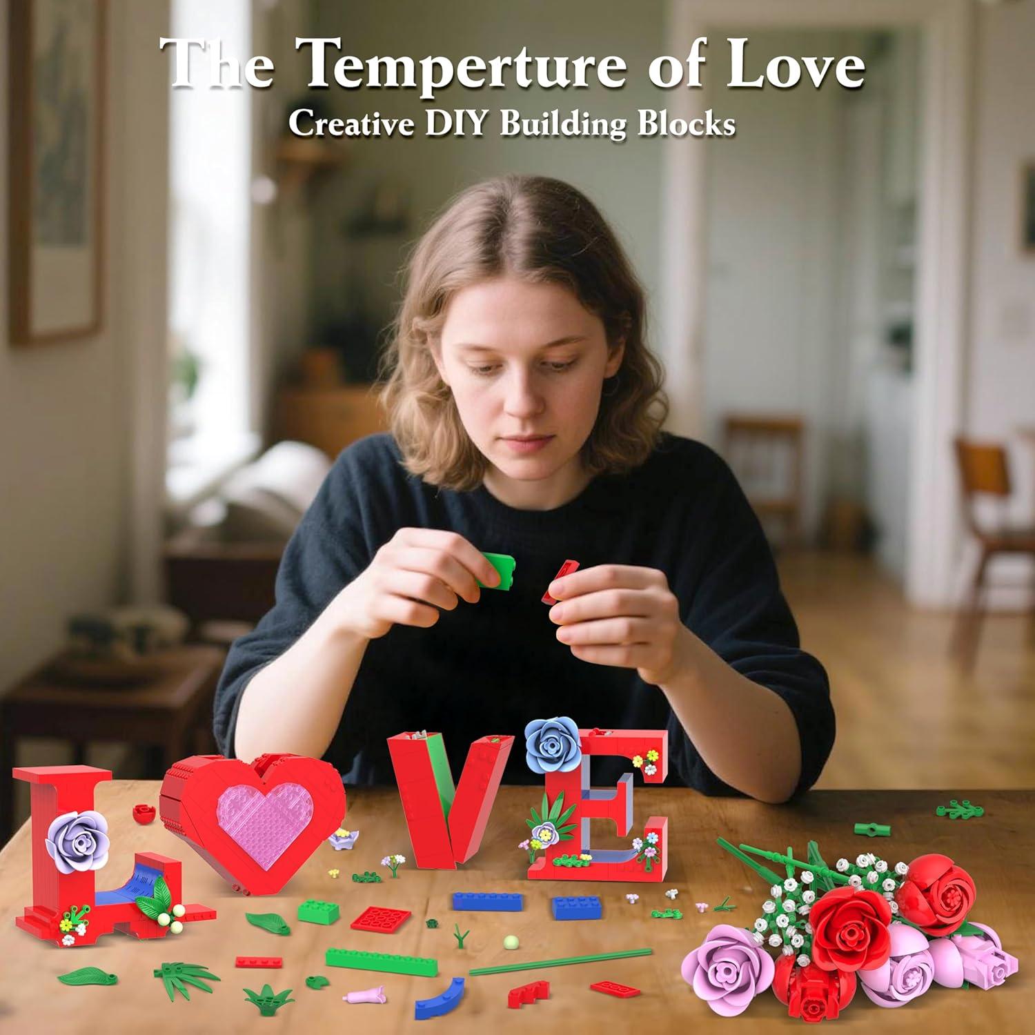 Conjunto de Juguete de Construcción Jarrón Corazón QIFUN 1216 Pzs