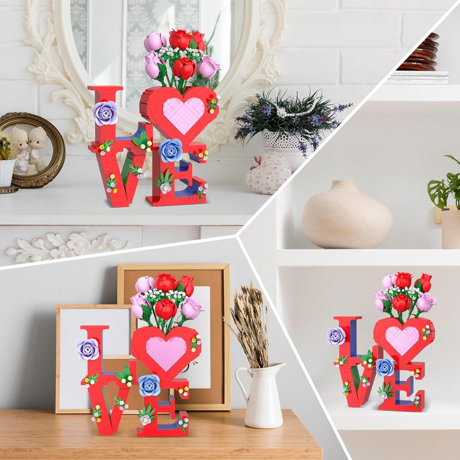 Conjunto de Juguete de Construcción Jarrón Corazón QIFUN 1216 Pzs