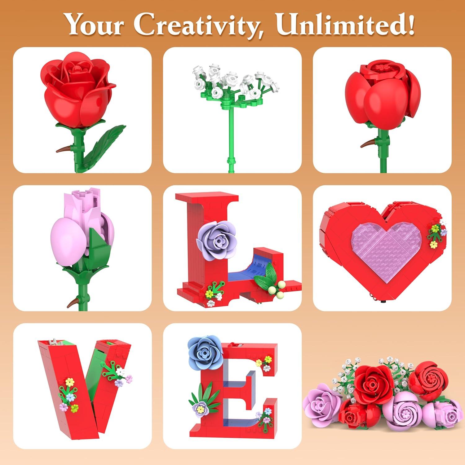 Conjunto de Juguete de Construcción Jarrón Corazón QIFUN 1216 Pzs