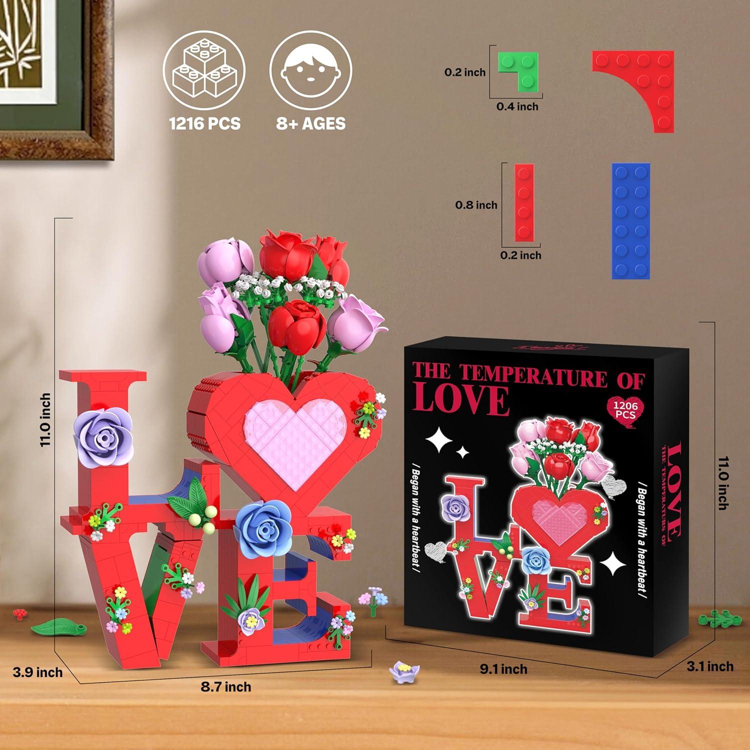 Conjunto de Juguete de Construcción Jarrón Corazón QIFUN 1216 Pzs