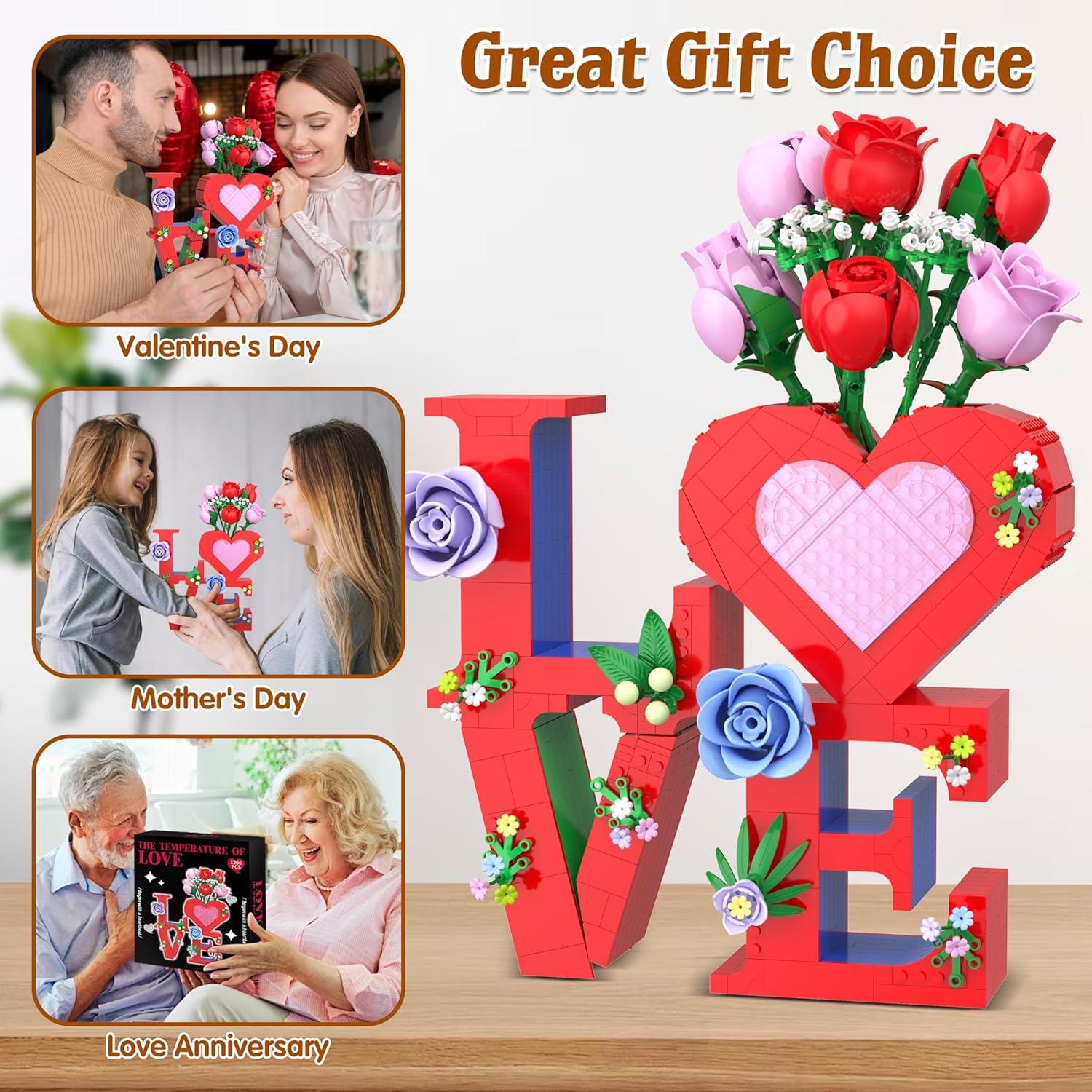 Conjunto de Juguete de Construcción Jarrón Corazón QIFUN 1216 Pzs