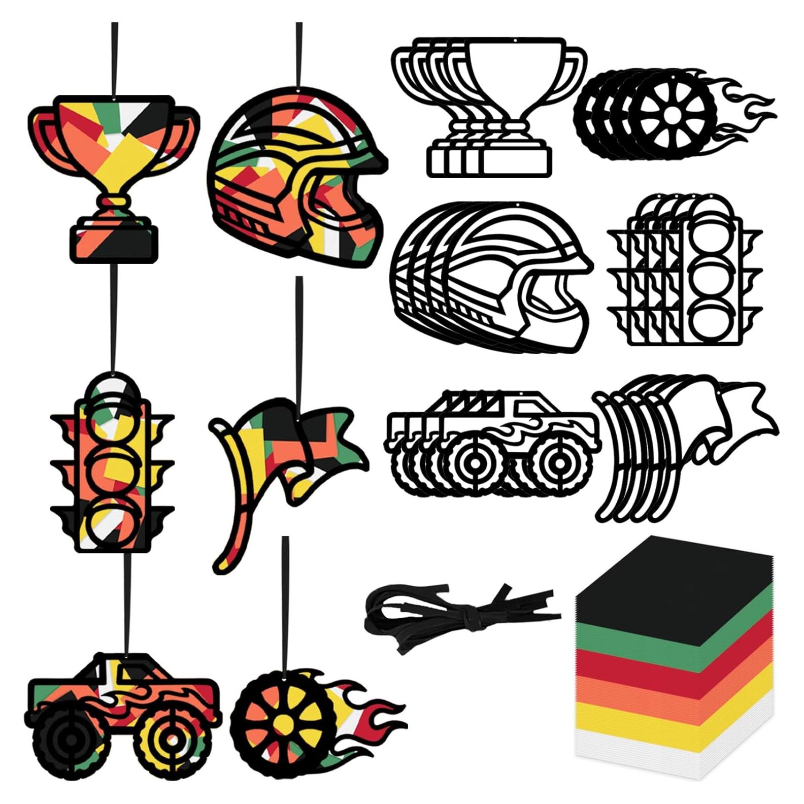 Kit de Manualidades de Papel Coche de Carreras QICI - 24 Tarjetas DIY