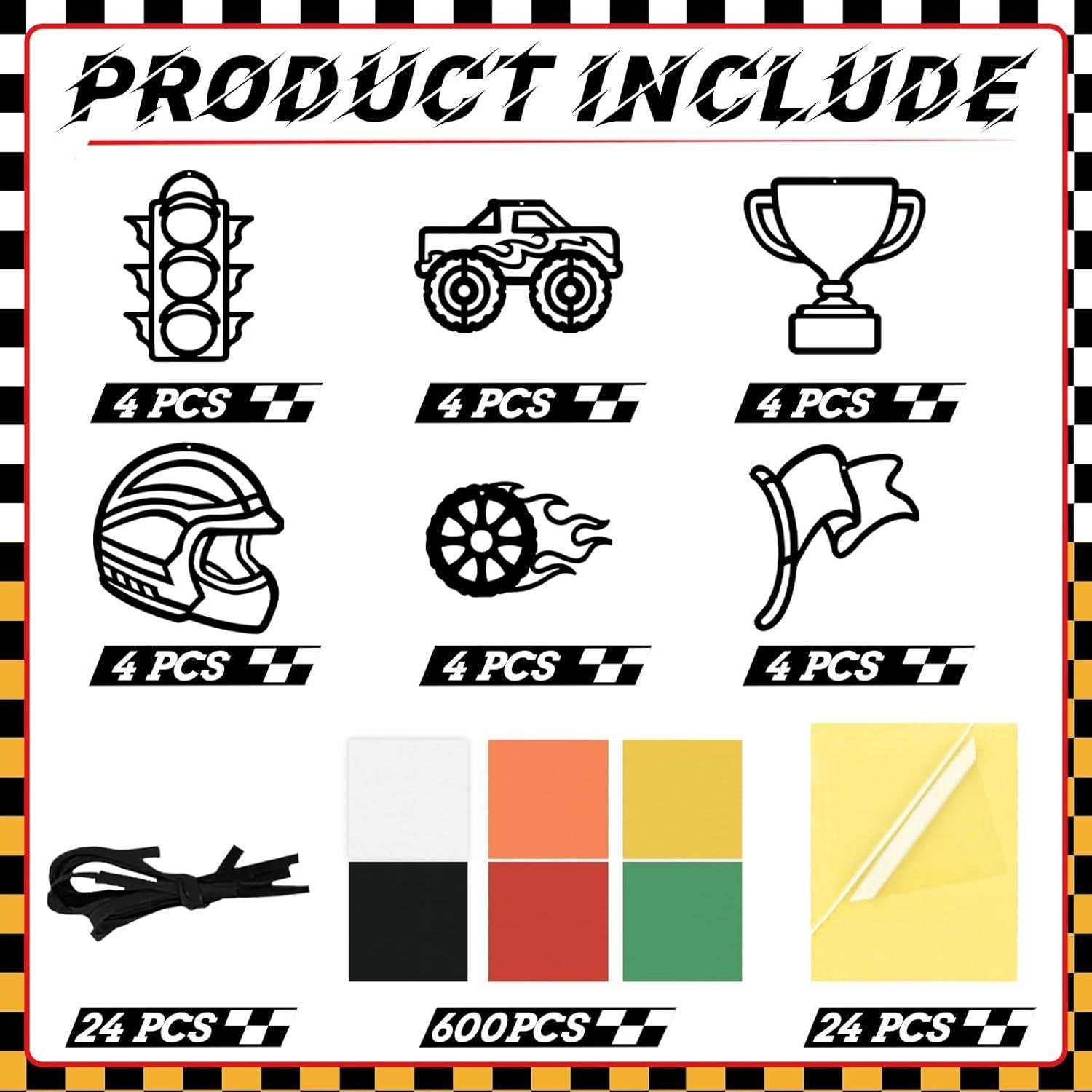 Kit de Manualidades de Papel Coche de Carreras QICI - 24 Tarjetas DIY