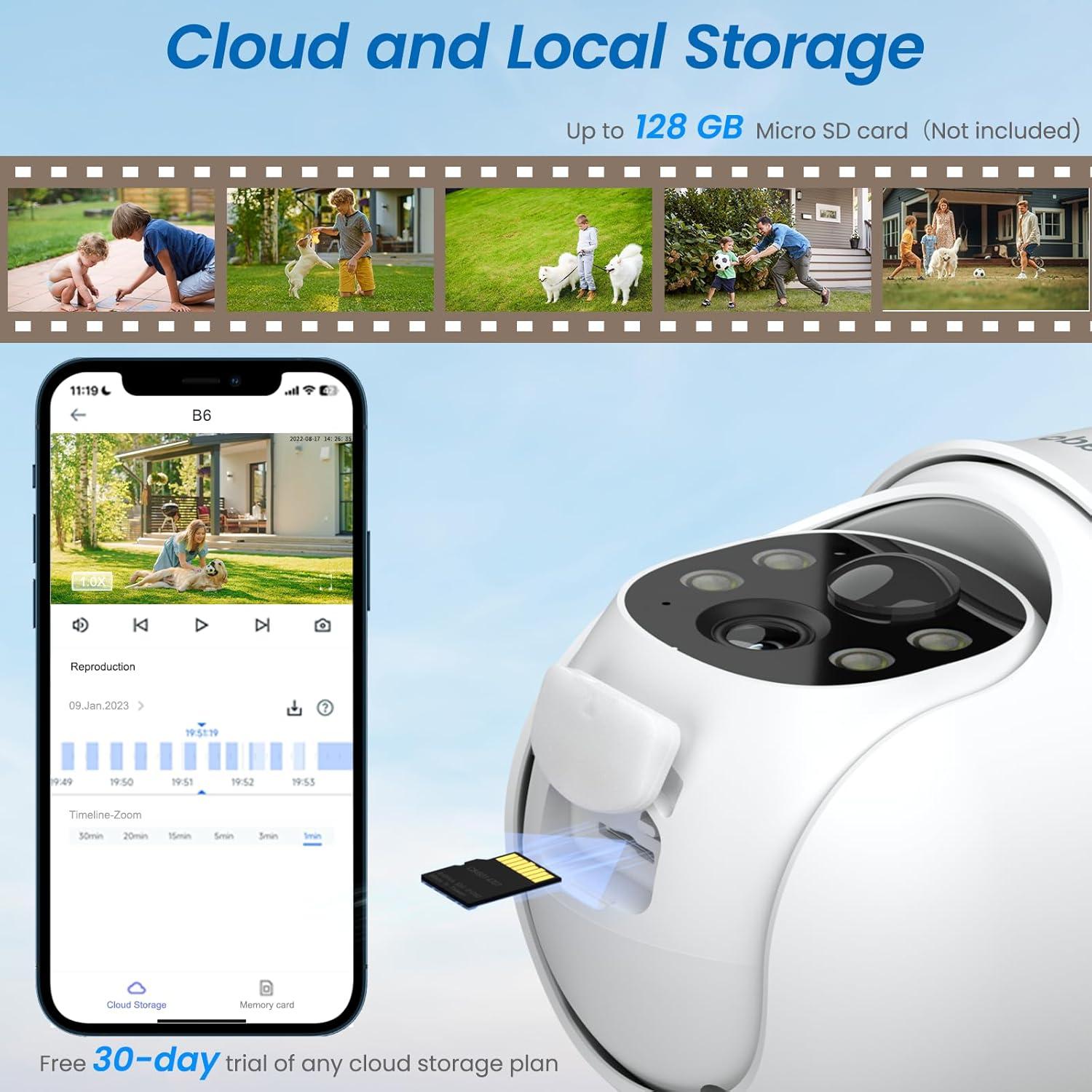 Cámara de Seguridad Cinnado B6 Solar 2K Inalámbrica 360°