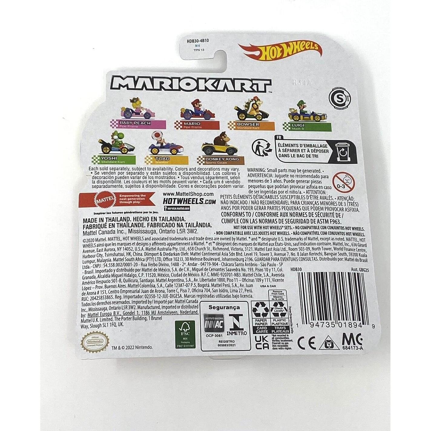 Coche Die Cast Baby Peach Mario Kart 1:64 Hot Wheels