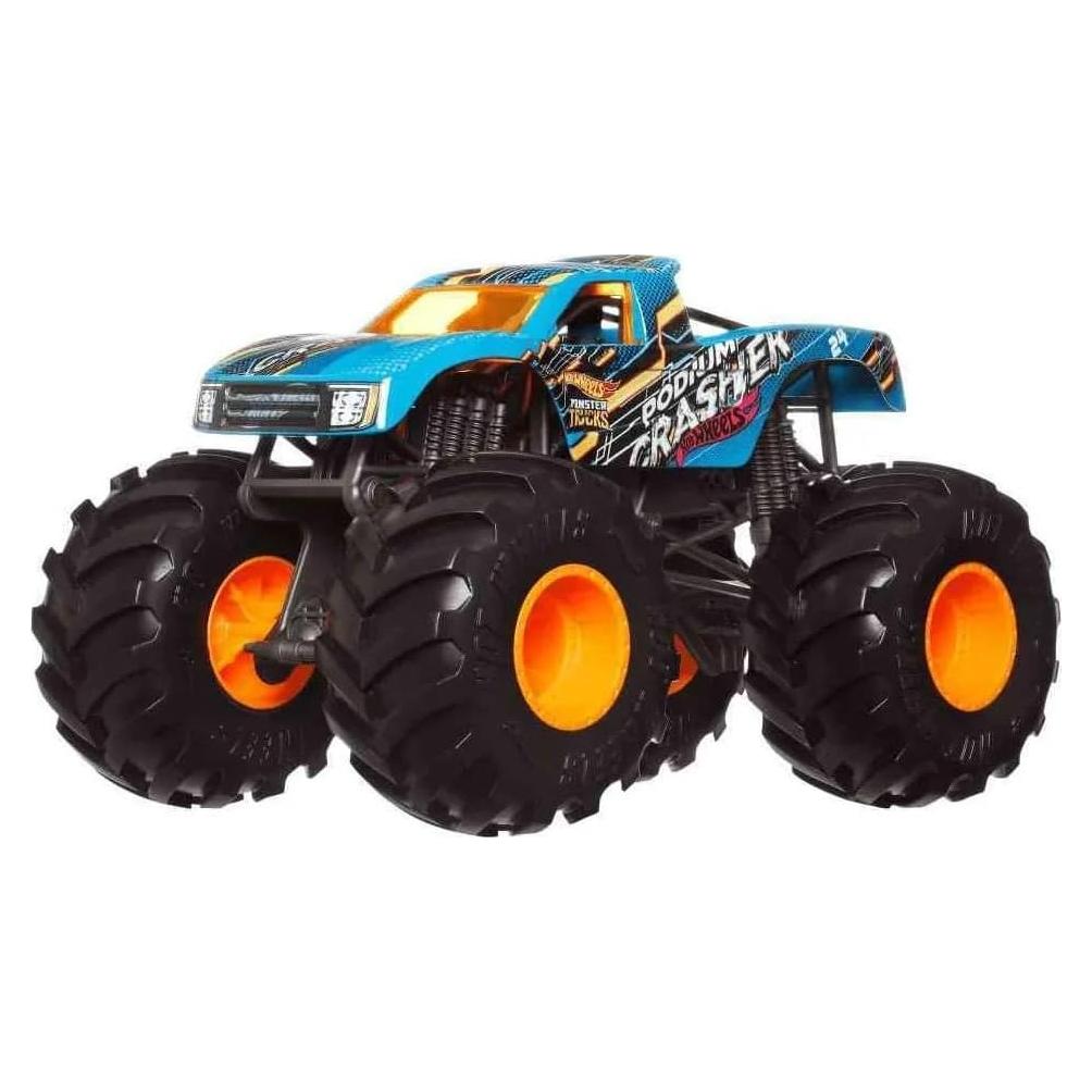 Hot Wheels Monster Trucks Podium Crasher Azul 1:24 Die Cast