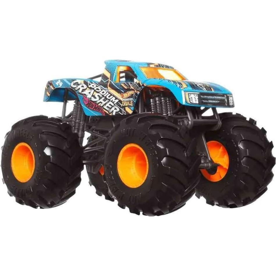Hot Wheels Monster Trucks Podium Crasher Azul 1:24 Die Cast