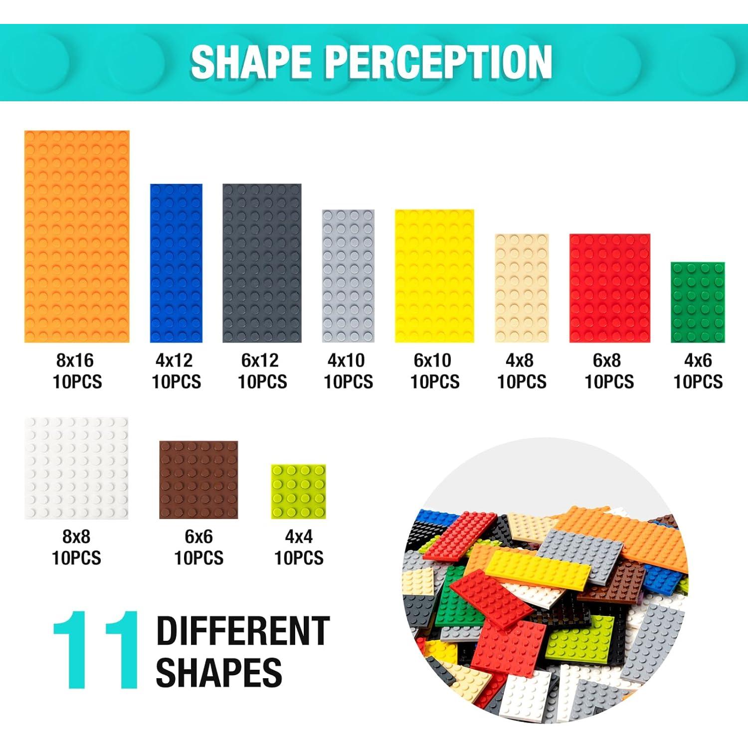 110 Placas de Construcción Mannidoo - 12 Colores y 11 Tamaños