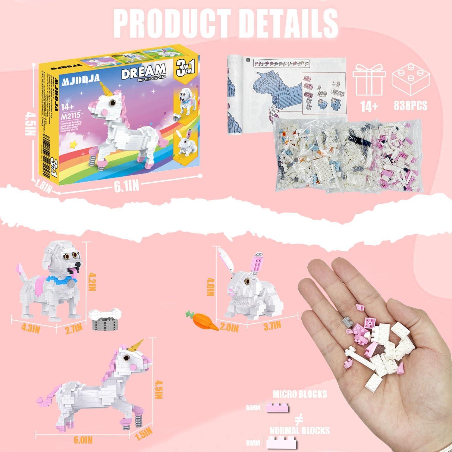 Juguete de Construcción 3 en 1 Unicornio MJDDJA 848 Piezas