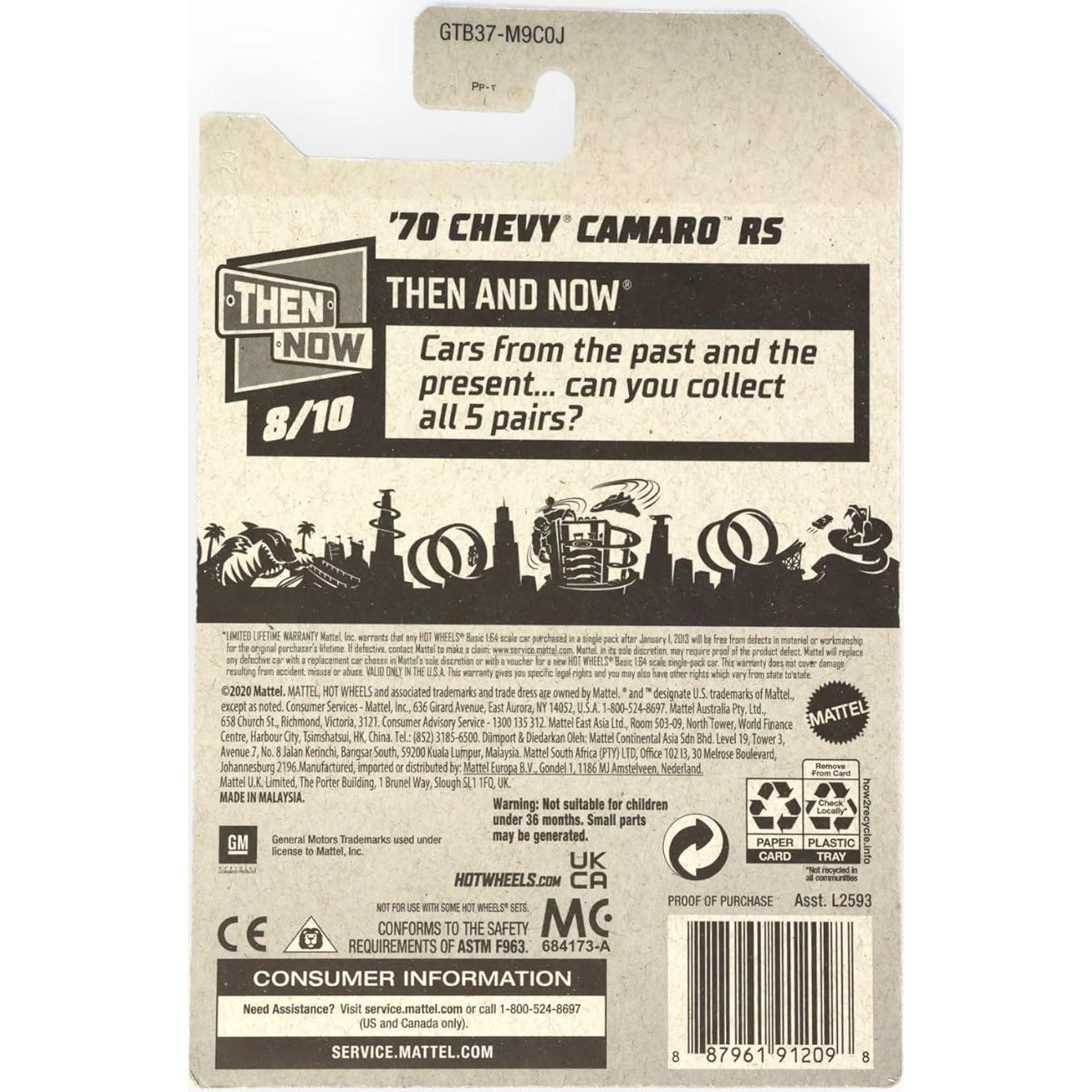 Hot Wheels Camaro RS 1970 Naranja 1:64 Mattel