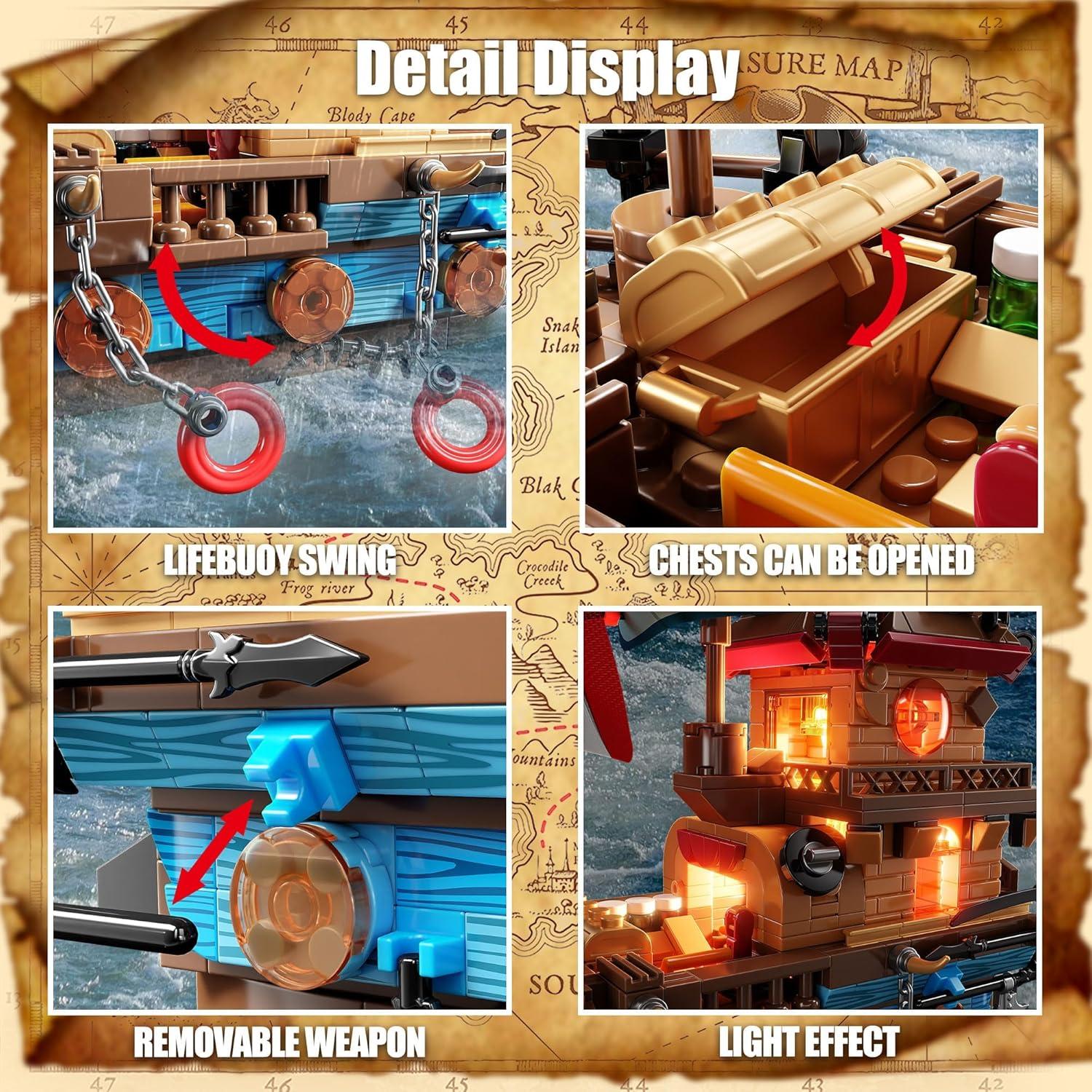 Juego de Bloques de Construcción Barco Pirata TYCOLE 916 Piezas