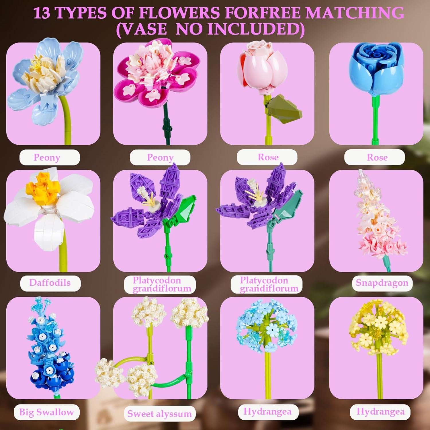 Juego de Construcción de Flores 888PCS Disracker - DIY Decoración