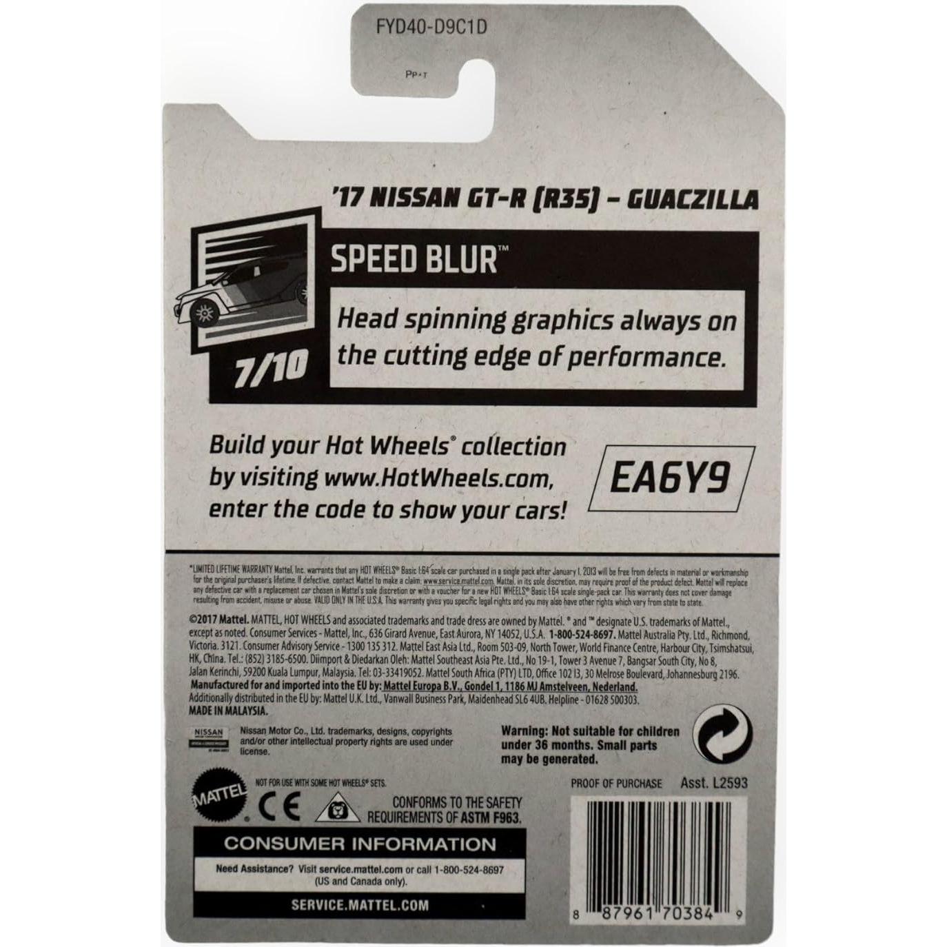 Hot Wheels 2019 Nissan GT-R R35 Guaczilla 1:64 Coleccionable