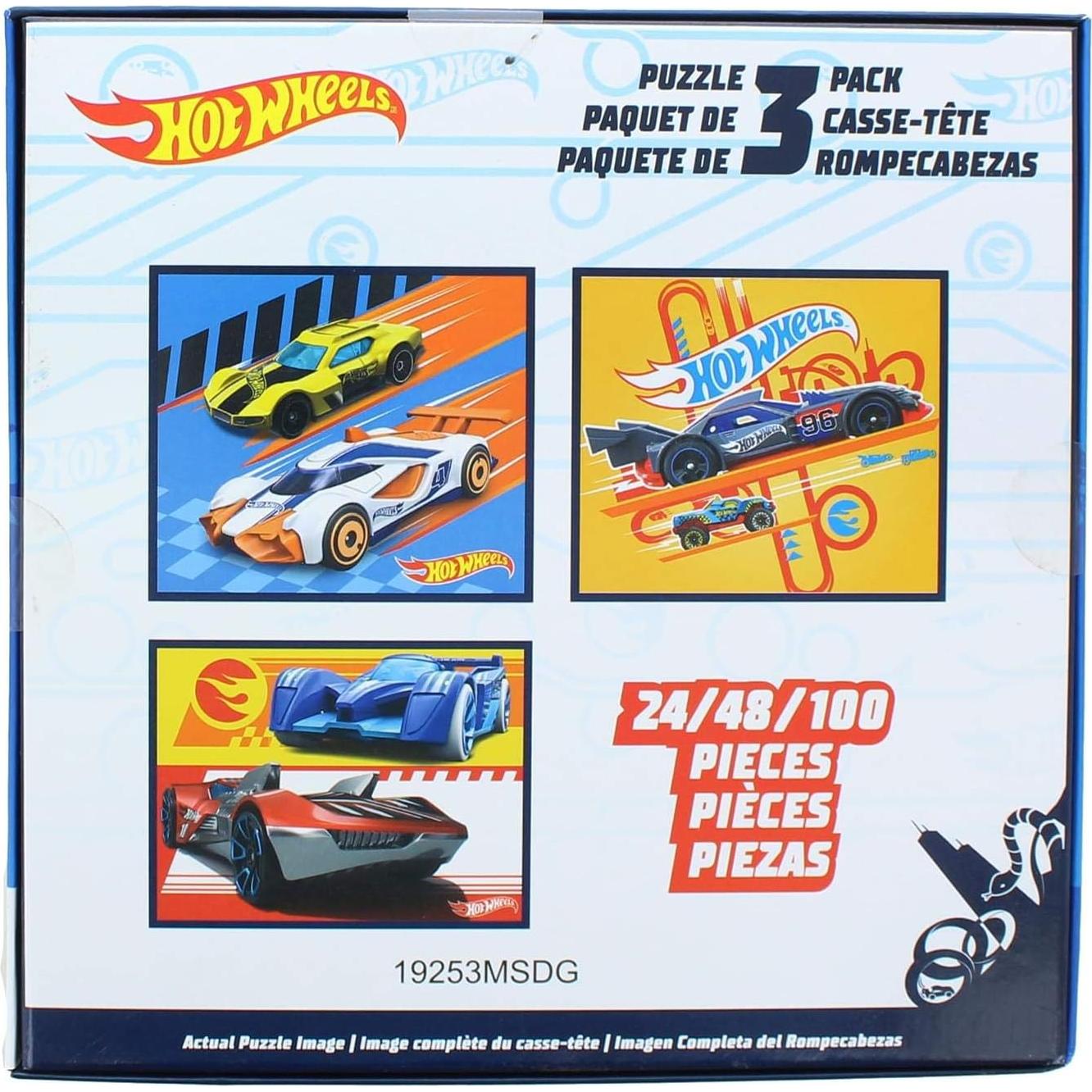 Rompecabezas para Niños Hot Wheels 3 Pack 24/48/100 Piezas