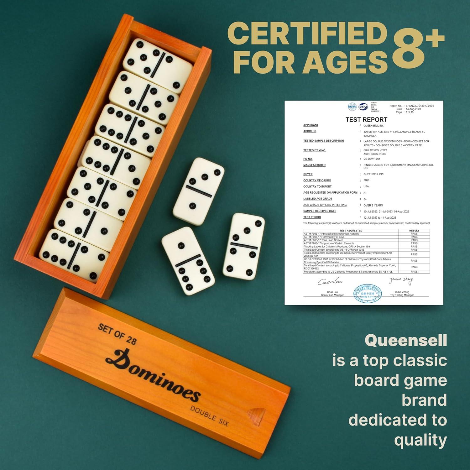 Juego de Dominó Jumbo Queensell Doble 6 - 28 Fichas