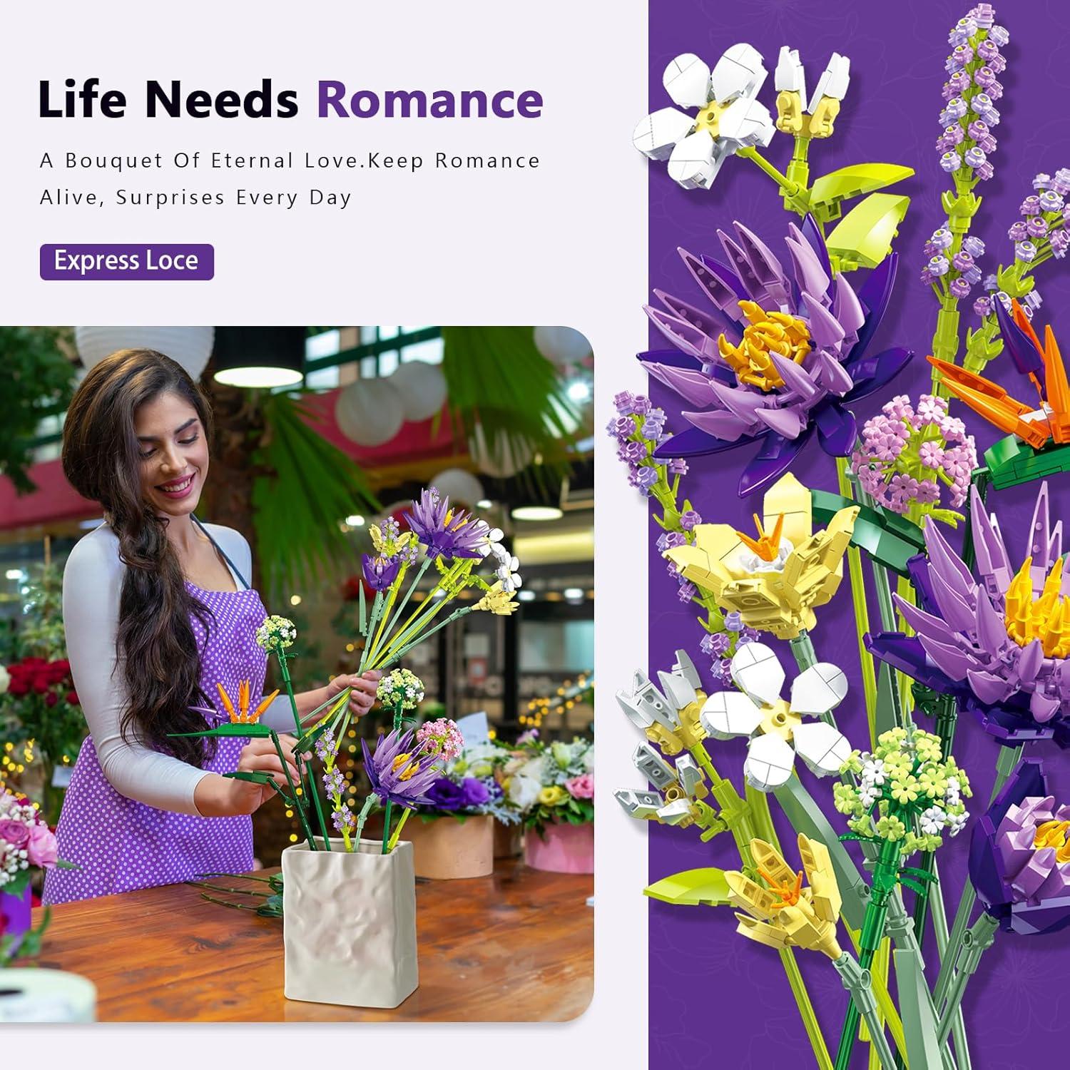 Juego de Construcción de Ramo de Flores JRUTEH - 890 Piezas