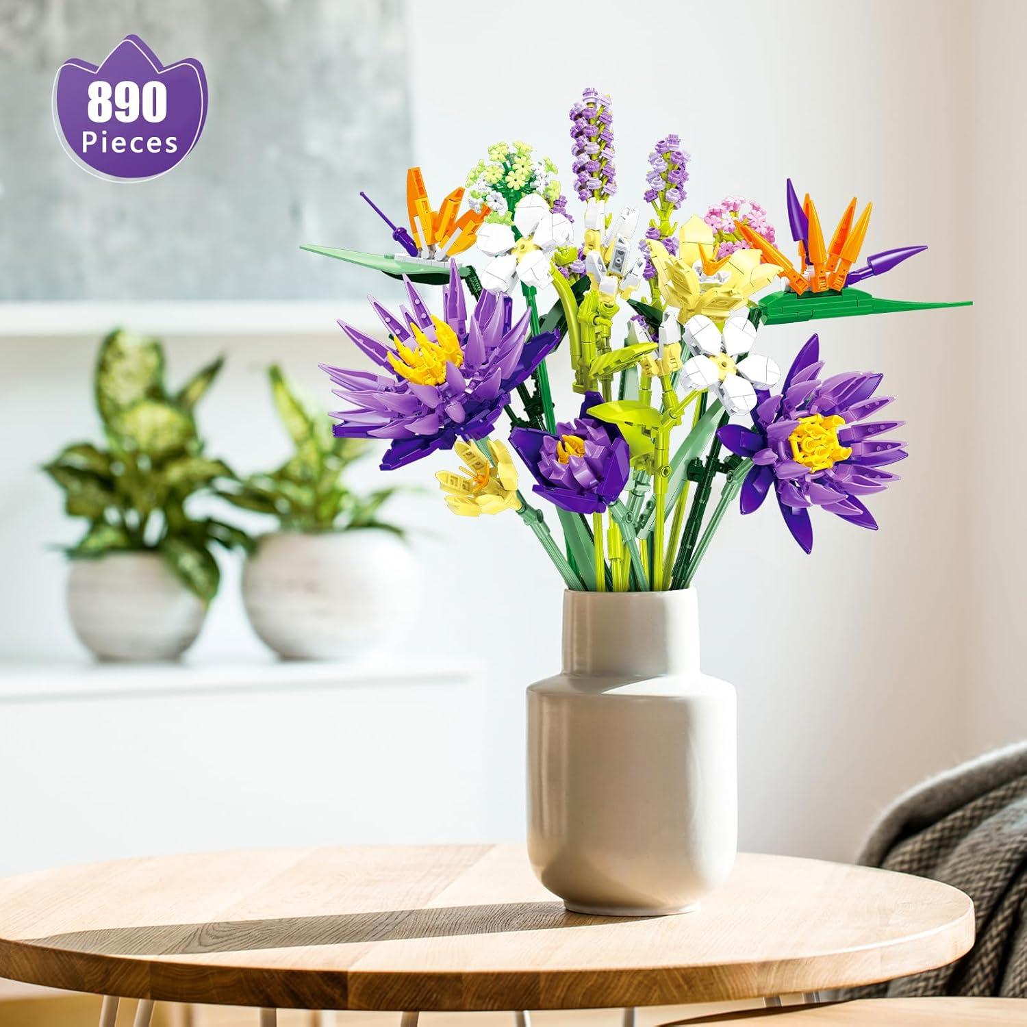 Juego de Construcción de Ramo de Flores JRUTEH - 890 Piezas