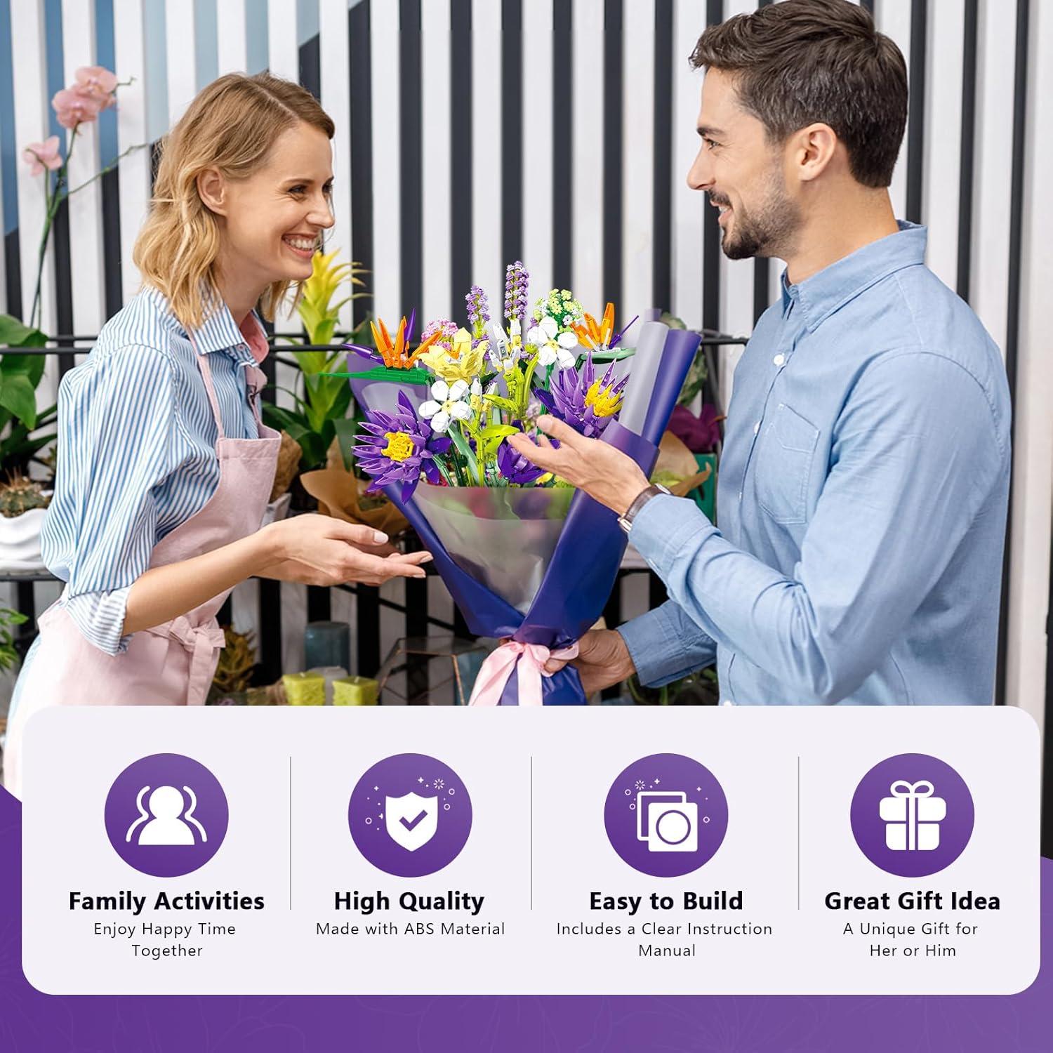 Juego de Construcción de Ramo de Flores JRUTEH - 890 Piezas