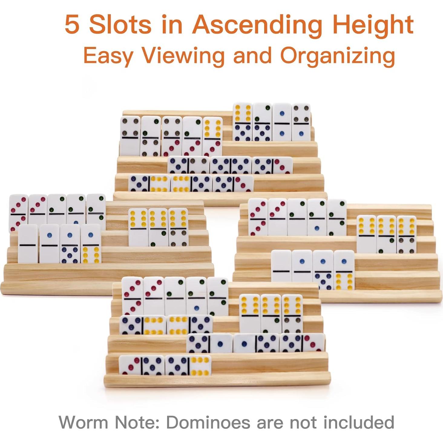 Soportes de Madera para Dominó Plusvivo - 4 Bandejas Ajustables