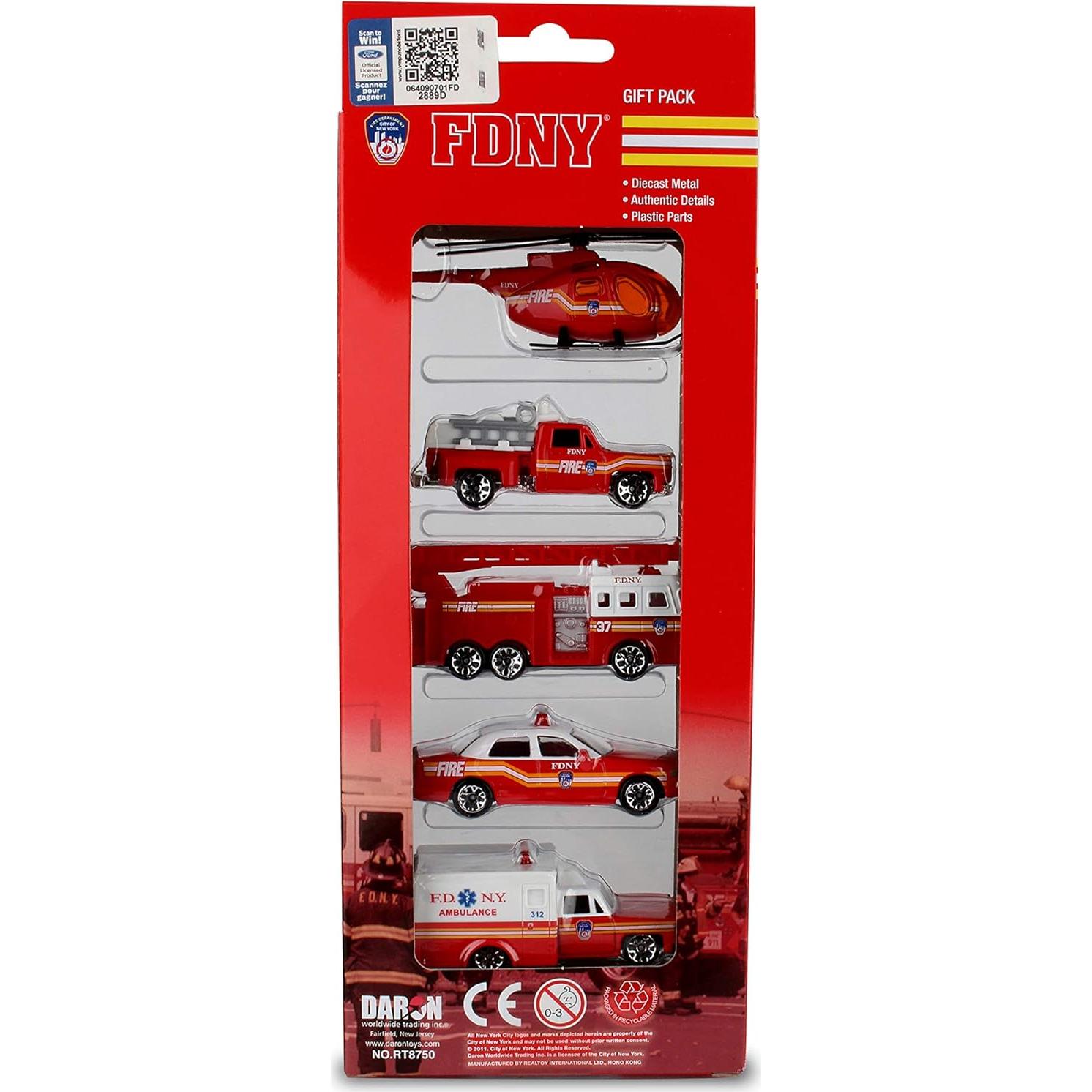 Conjunto de Vehículos FDNY Daron 5 Piezas Metal y Plástico