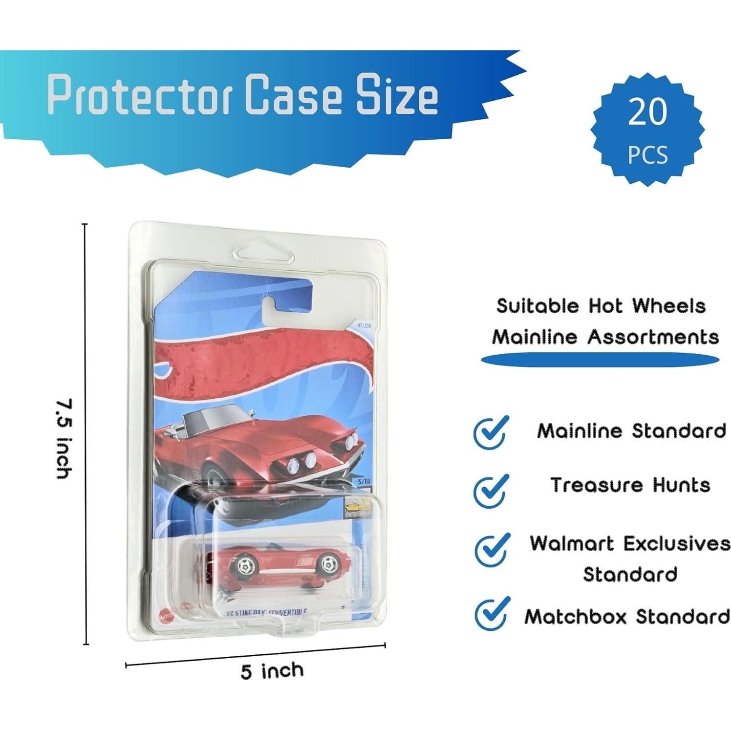 20 Fundas Protectoras Transparentes THINNGEN para Hot-Wheels