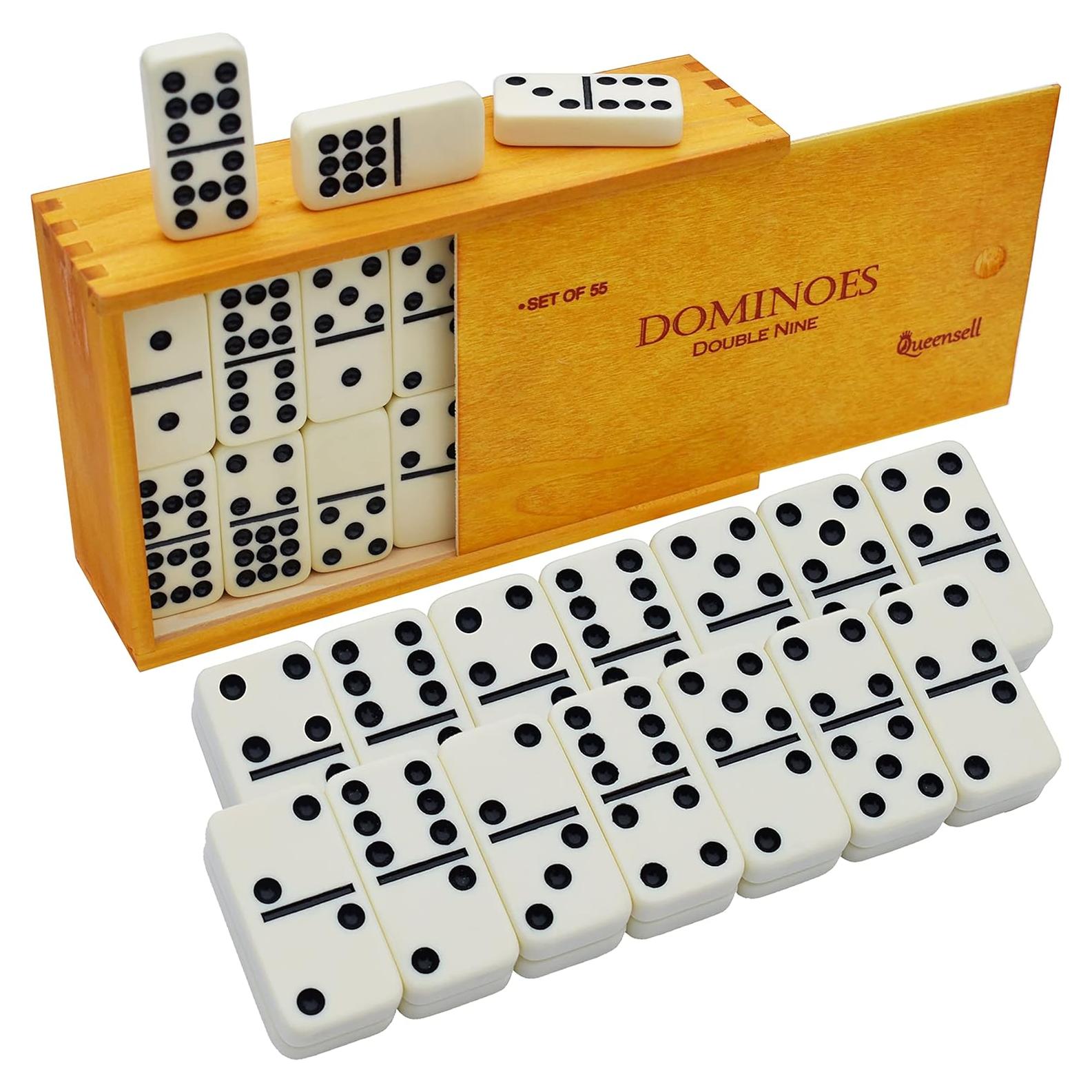 Juego de Dominó Doble 9 Queensell 55 Fichas con Estuche