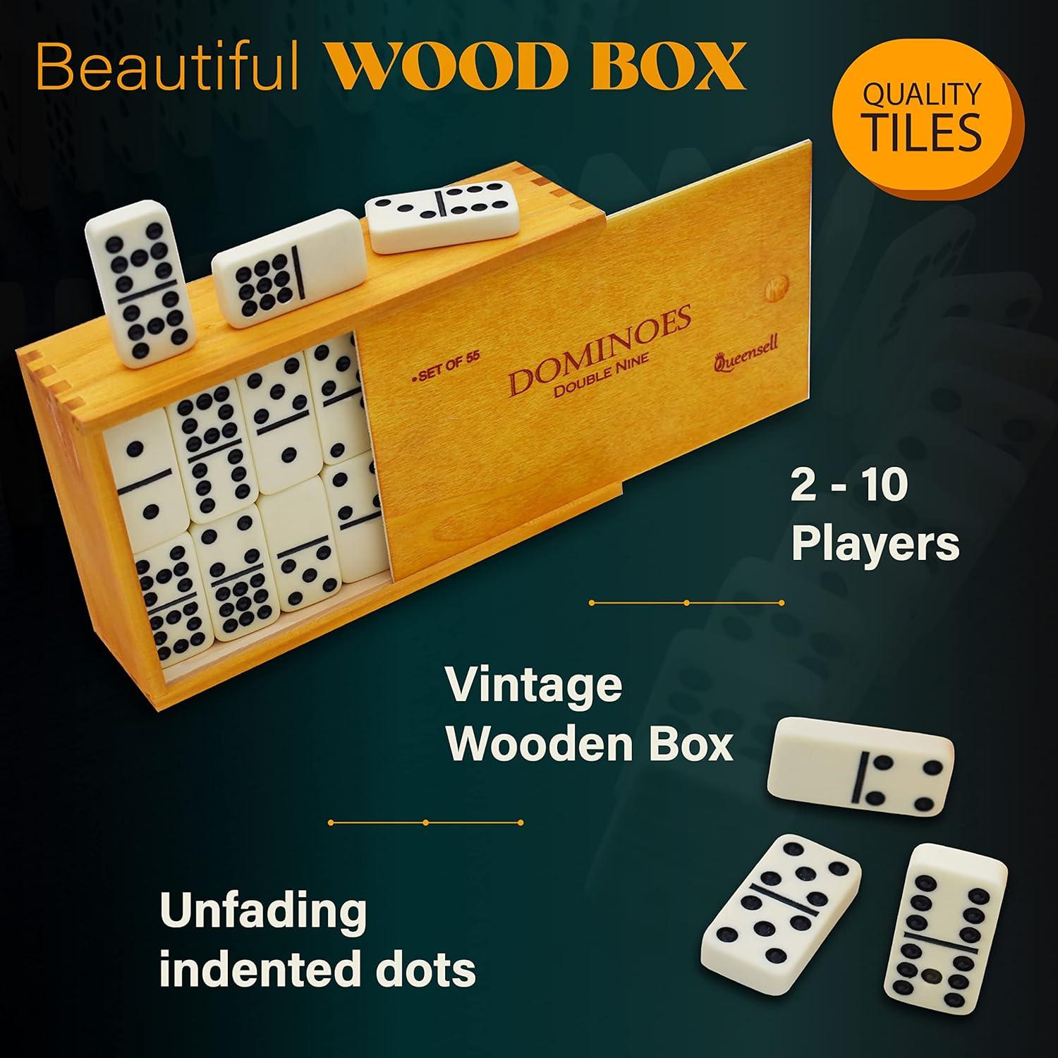 Juego de Dominó Doble 9 Queensell 55 Fichas con Estuche