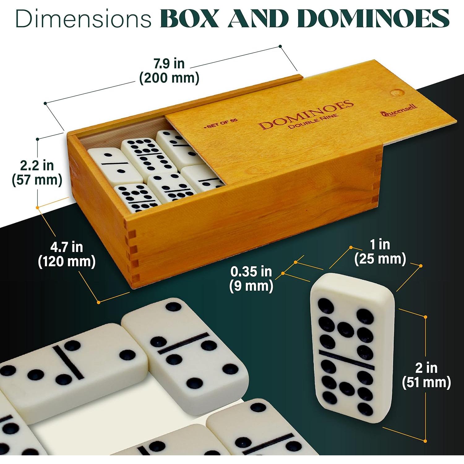 Juego de Dominó Doble 9 Queensell 55 Fichas con Estuche