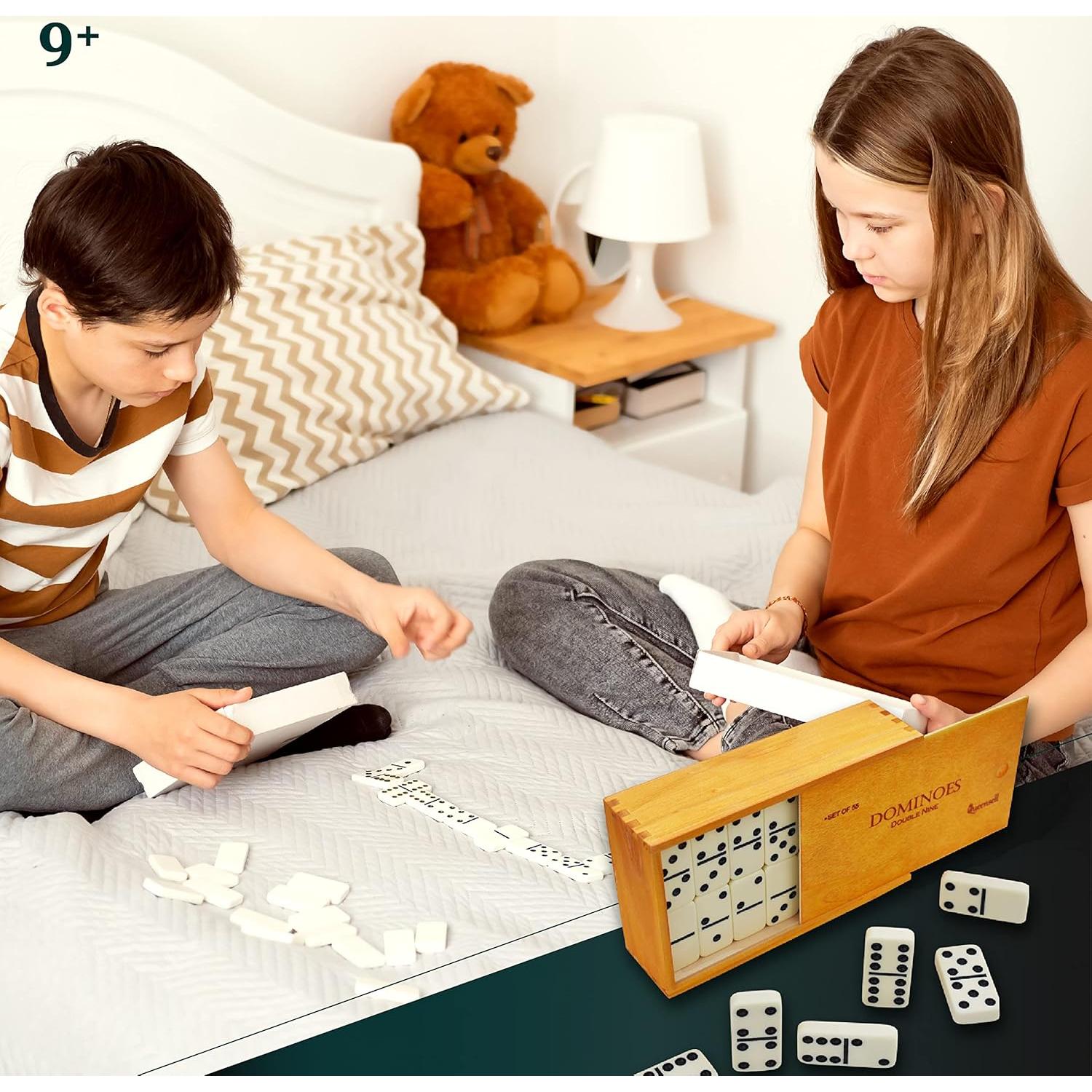 Juego de Dominó Doble 9 Queensell 55 Fichas con Estuche