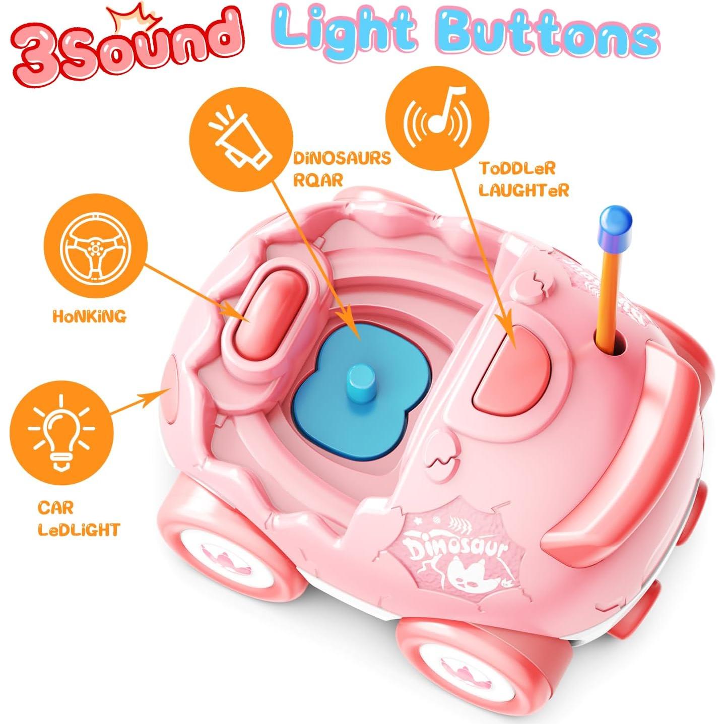 Paquete de 2 Coches RC Dinosaurio Kidz do Rosa y Azul