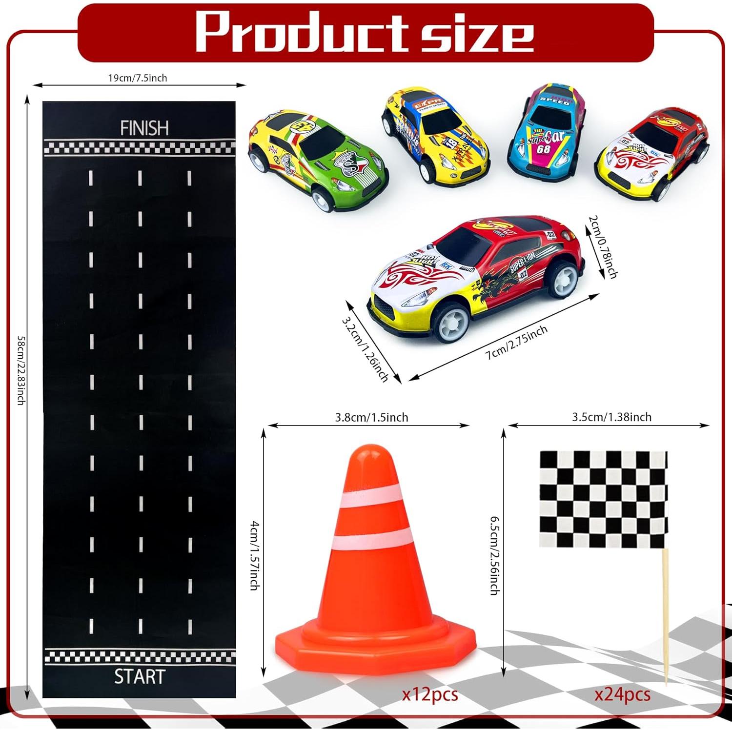 Juego de Mesa Coches de Carreras Mini 41 Piezas Decoración