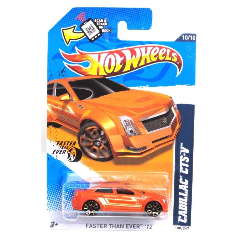 Hot Wheels 2012, Cadillac CTS-V (Orange), Faster Than Ever '12 # 100/247. 1:64 Scale Die Cast.