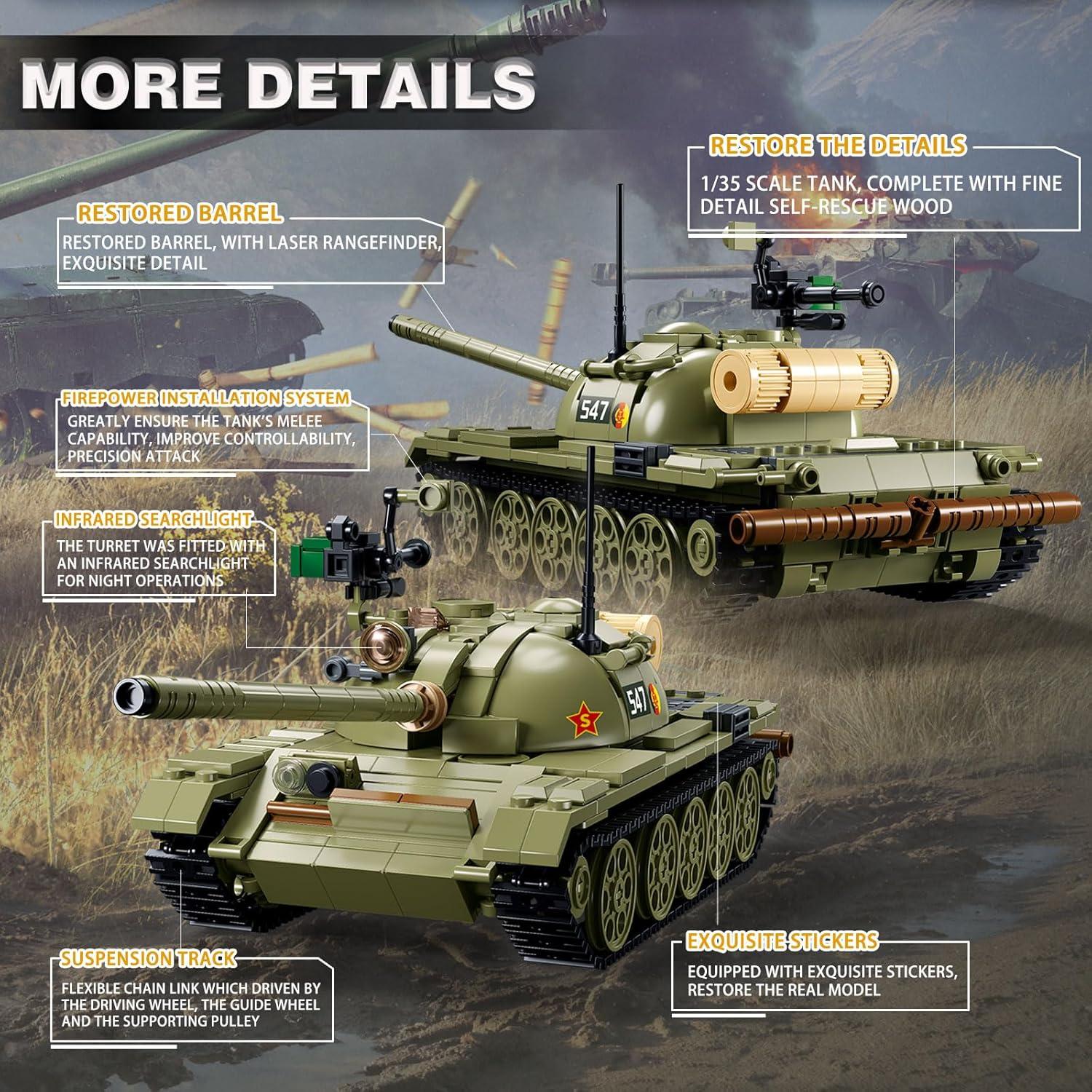 Juego de Construcción Tanque Militar Sluban 3 en 1 T-54 T-55