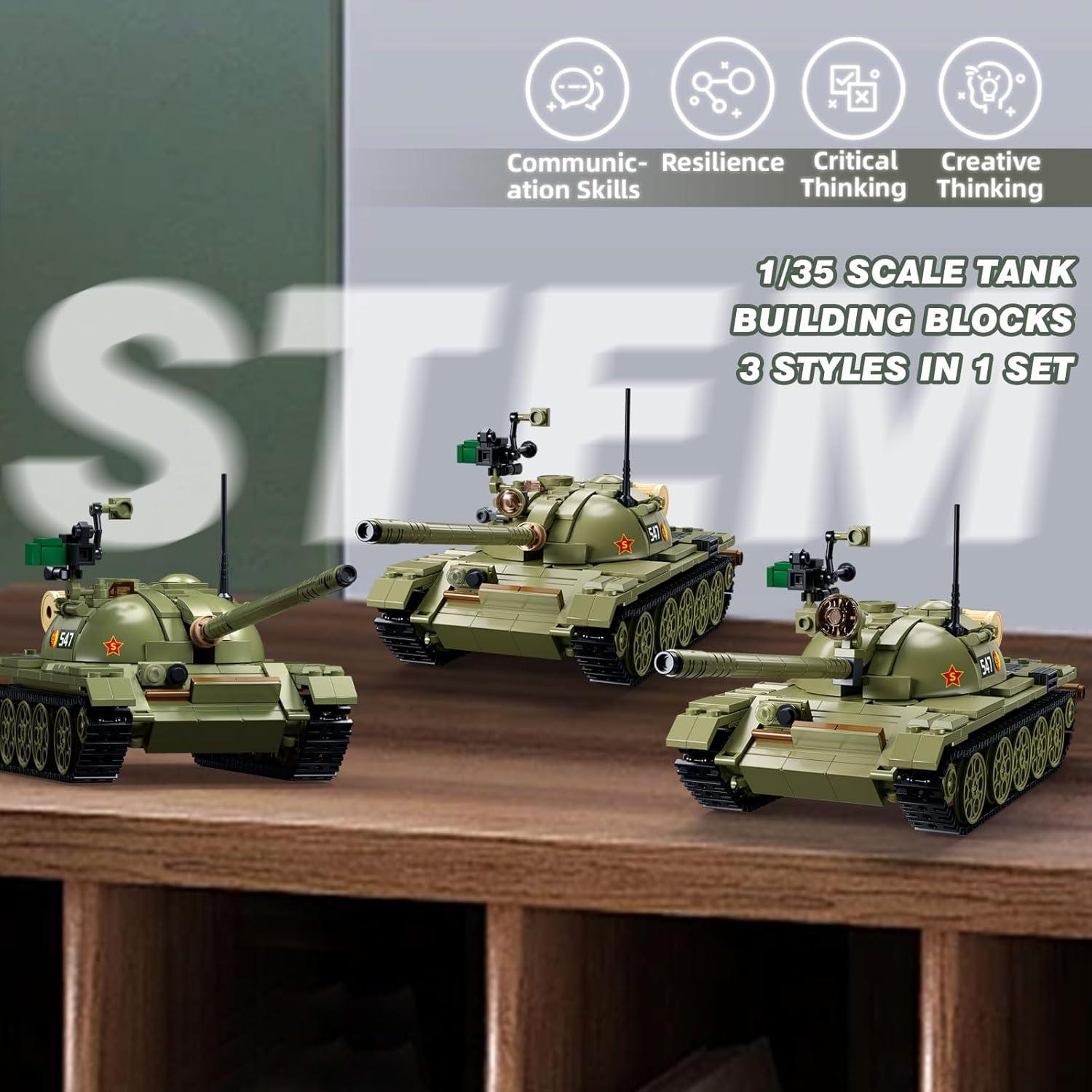 Juego de Construcción Tanque Militar Sluban 3 en 1 T-54 T-55