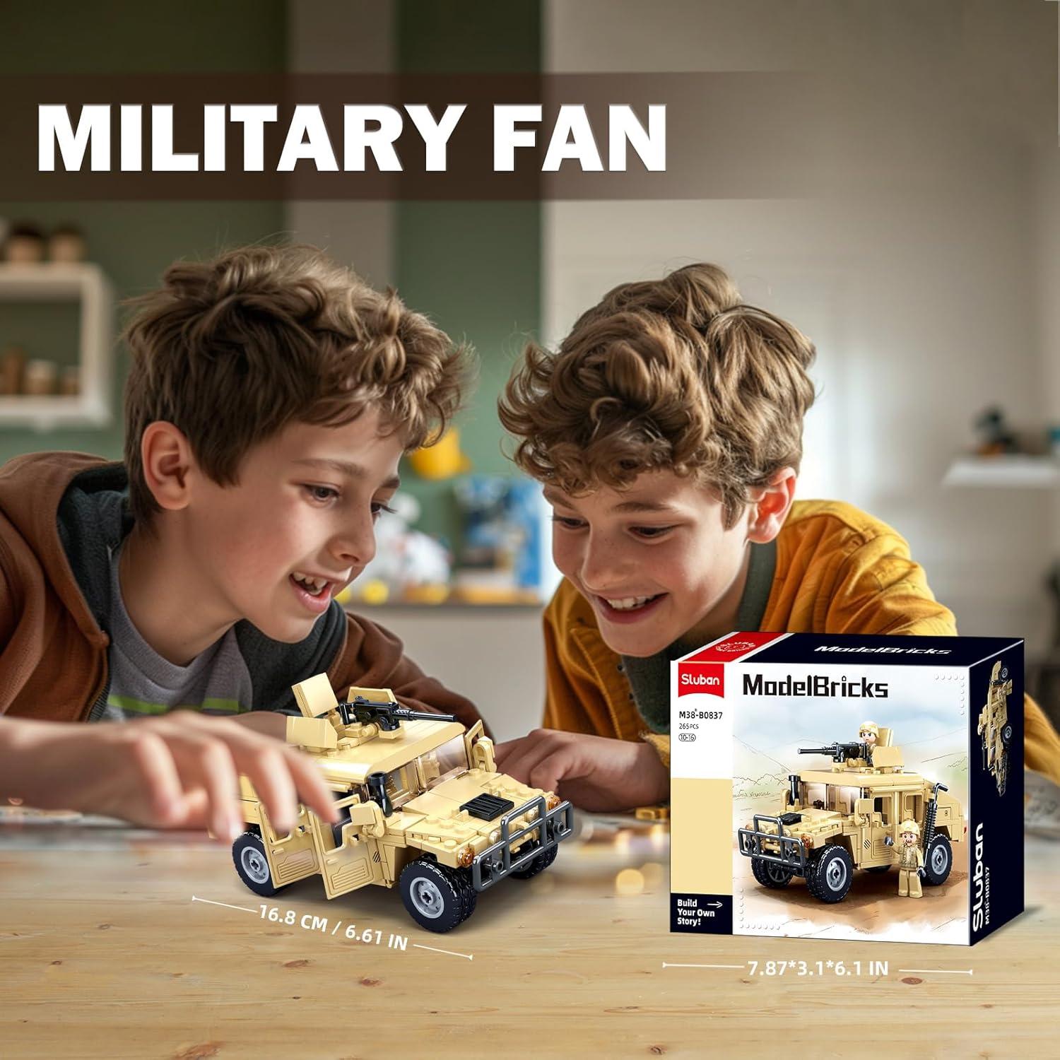 Conjunto de Vehículo Militar Todo Terreno Sluban 265 PCS