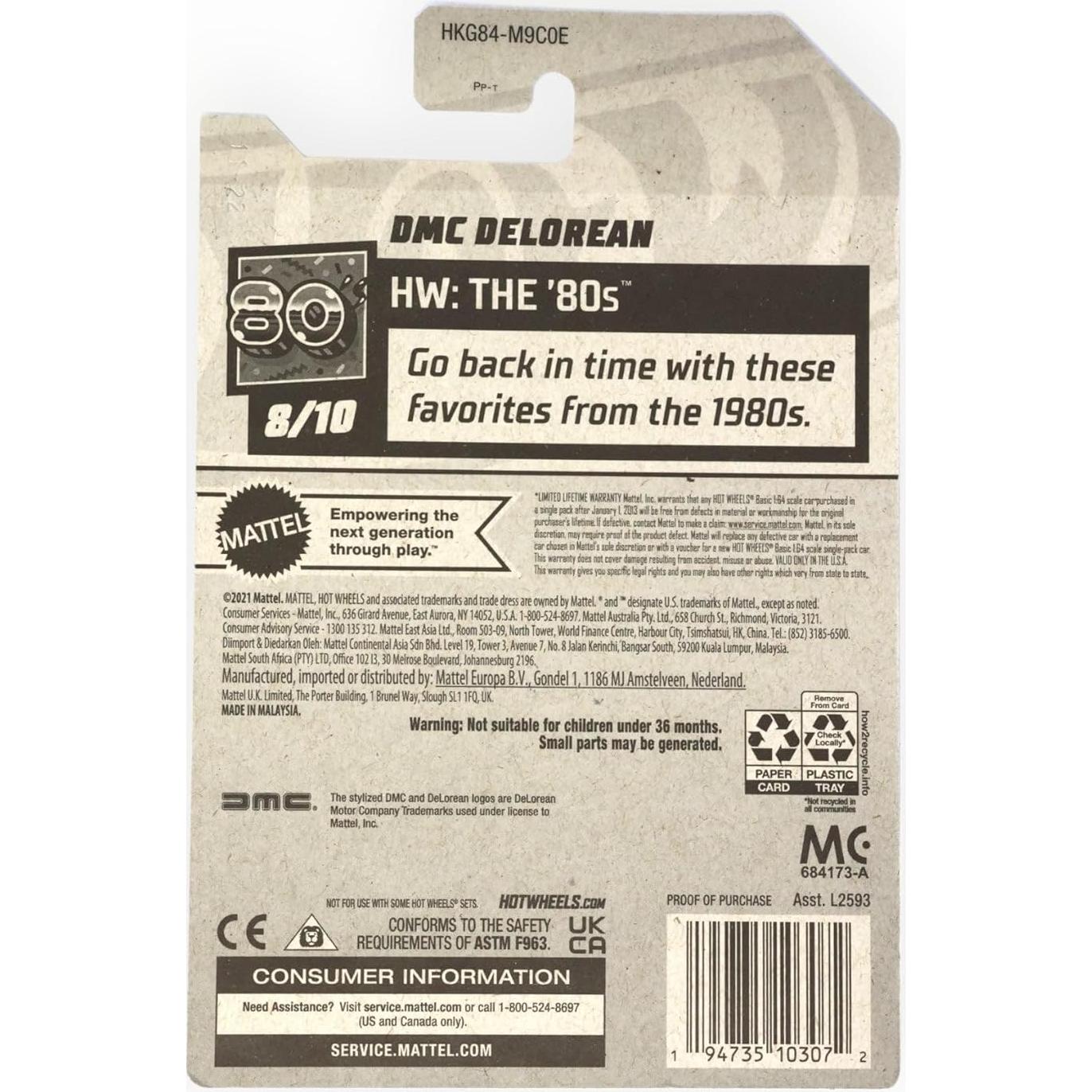 Hot Wheels DMC DeLorean 1:64 Mattel - Coche de Juguete