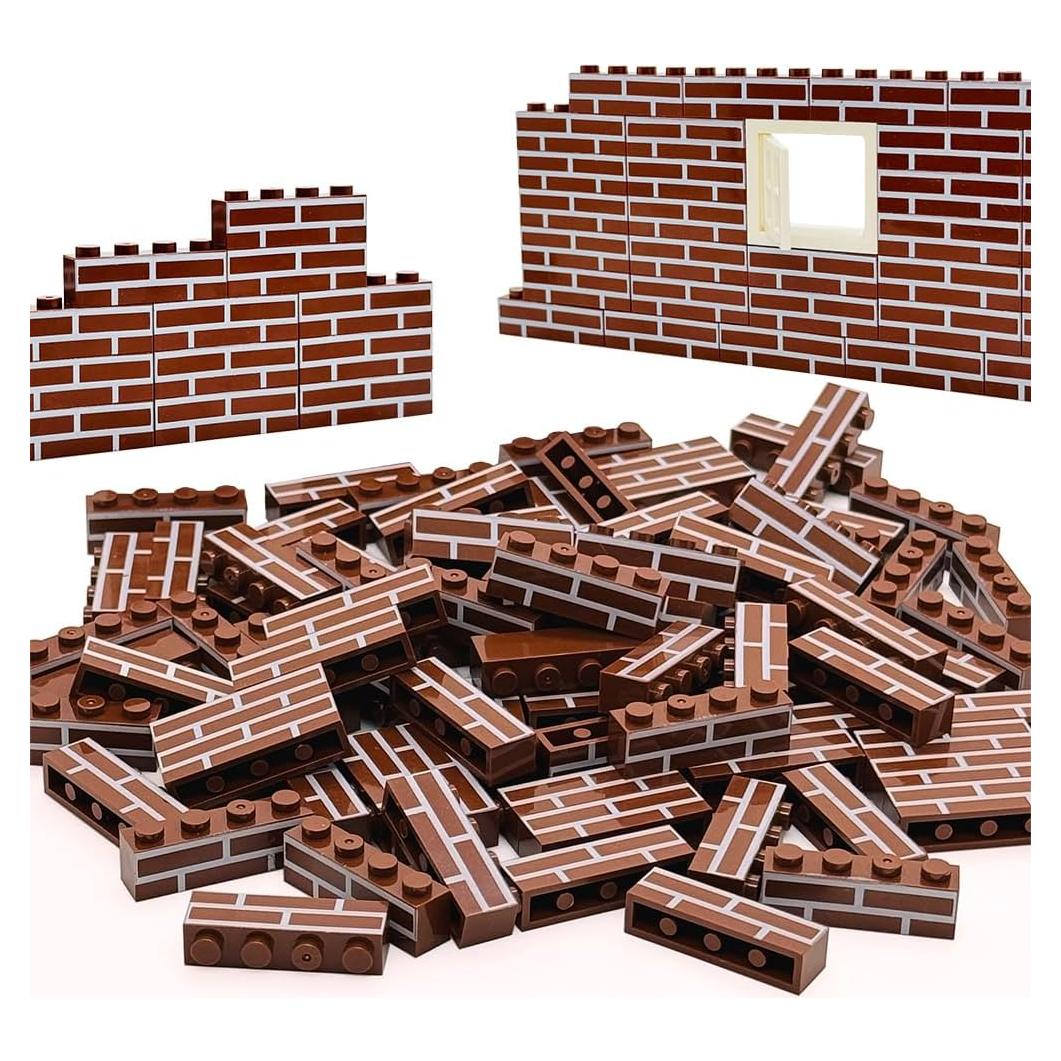 100 Ladrillos Clásicos Marrones 1x4 MIUTRUE para Construcción