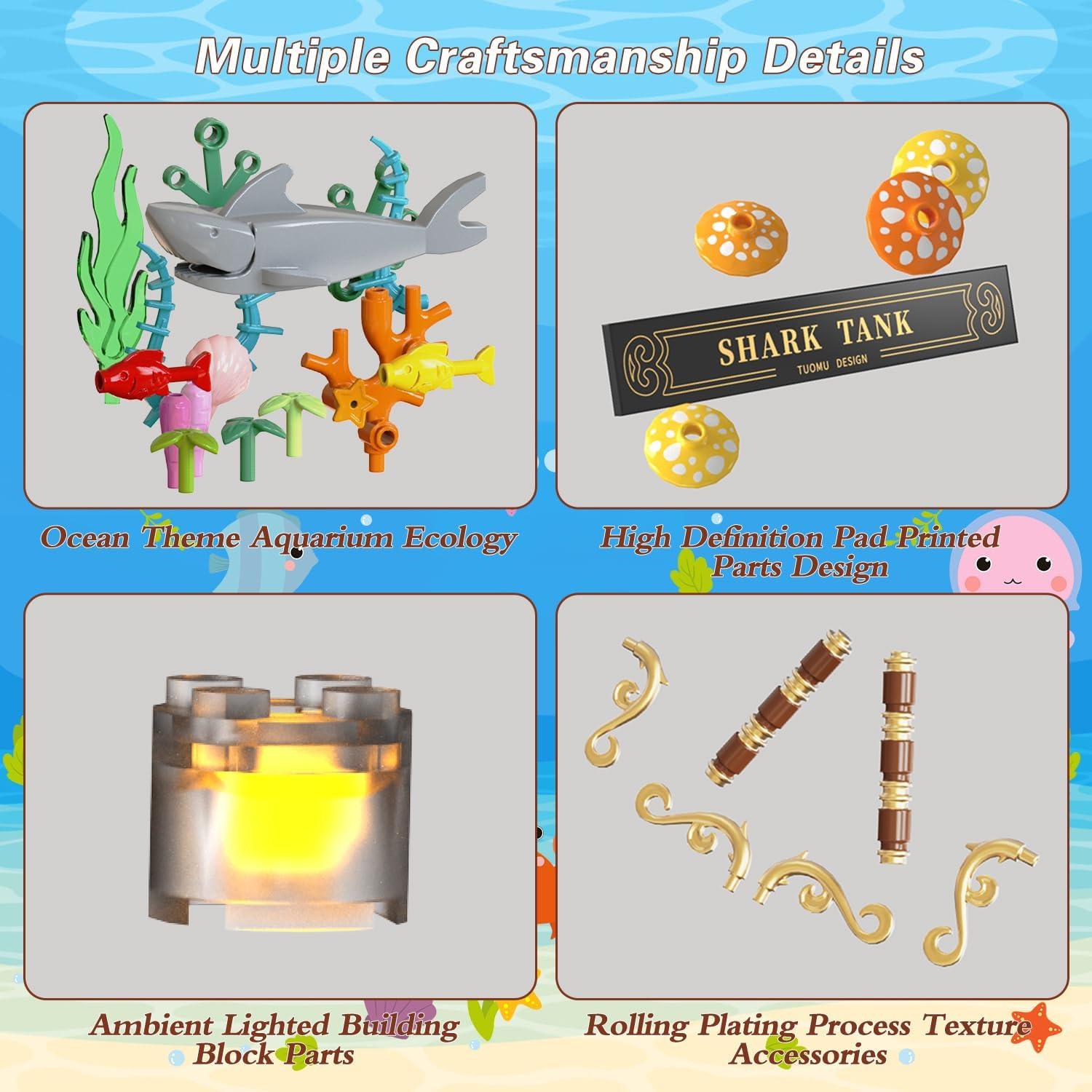 Juego de Construcción Acuario de Tiburones Fistone 721 Piezas